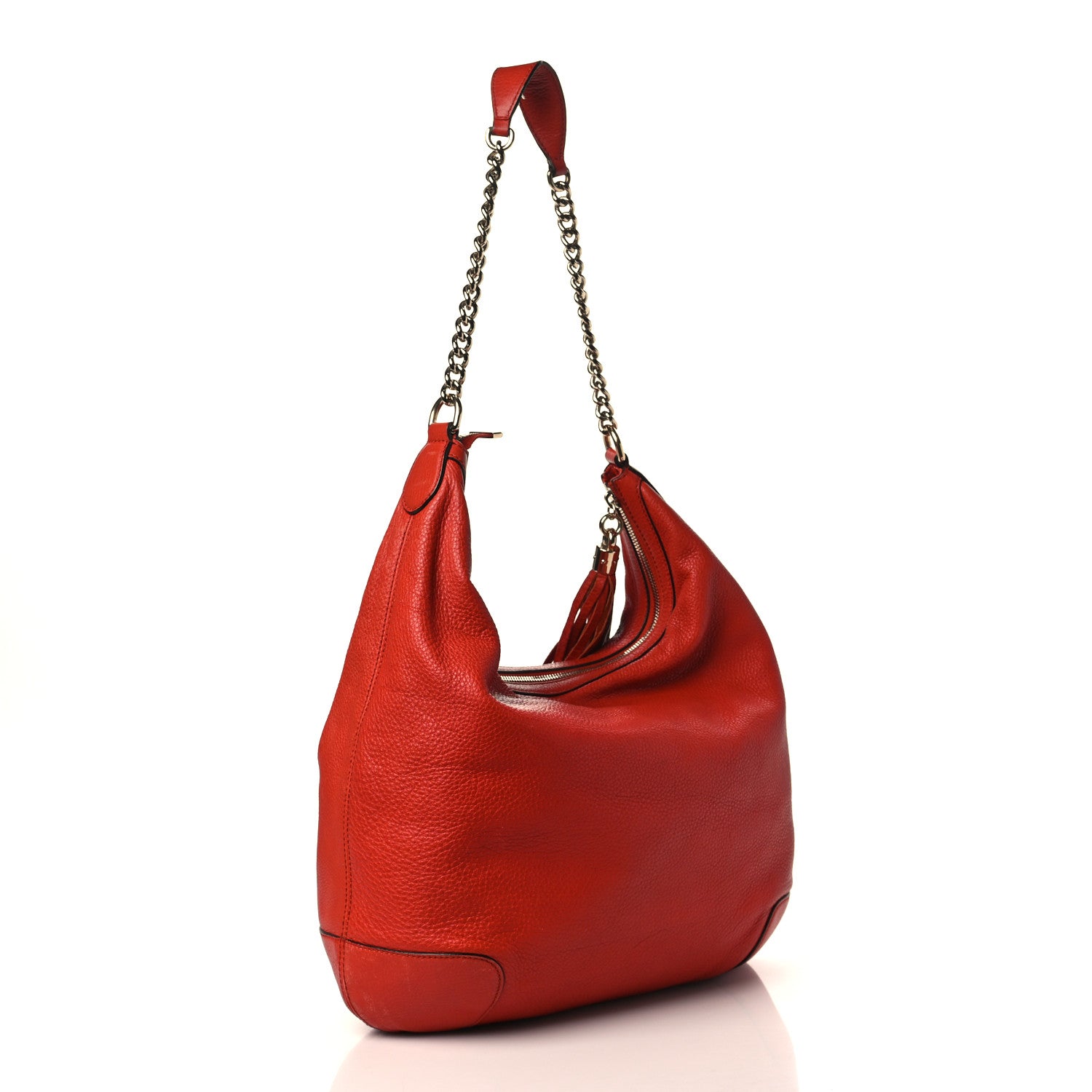 Gucci Pebbled Calfskin Medium Soho Chain Hobo Red 3 of 10