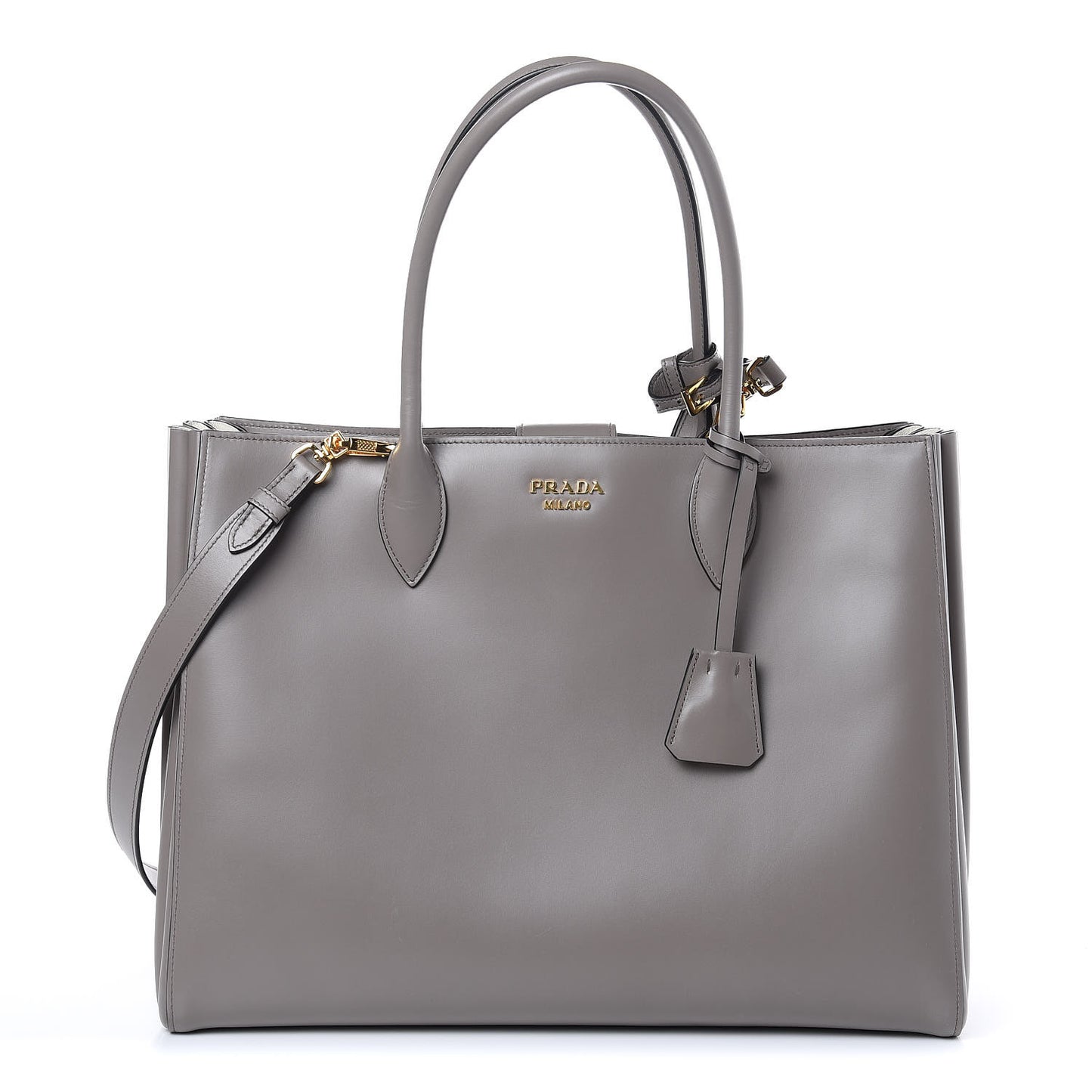 City Calfskin Bibliotheque XL Tote Argilla Talco