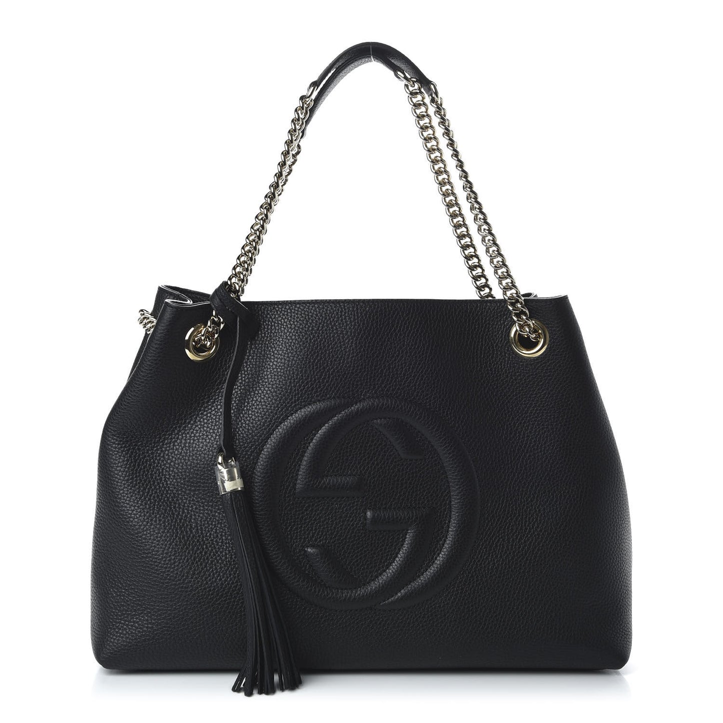 Pebbled Calfskin Medium Soho Chain Shoulder Bag Black