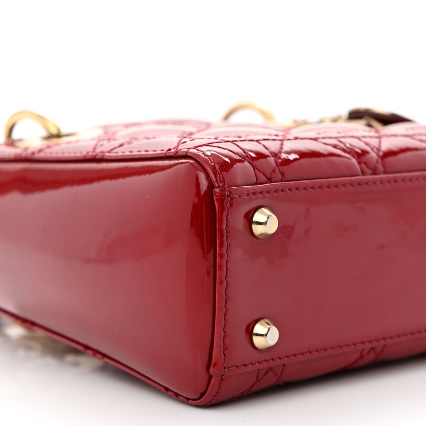 Patent Cannage Mini Lady Dior Red