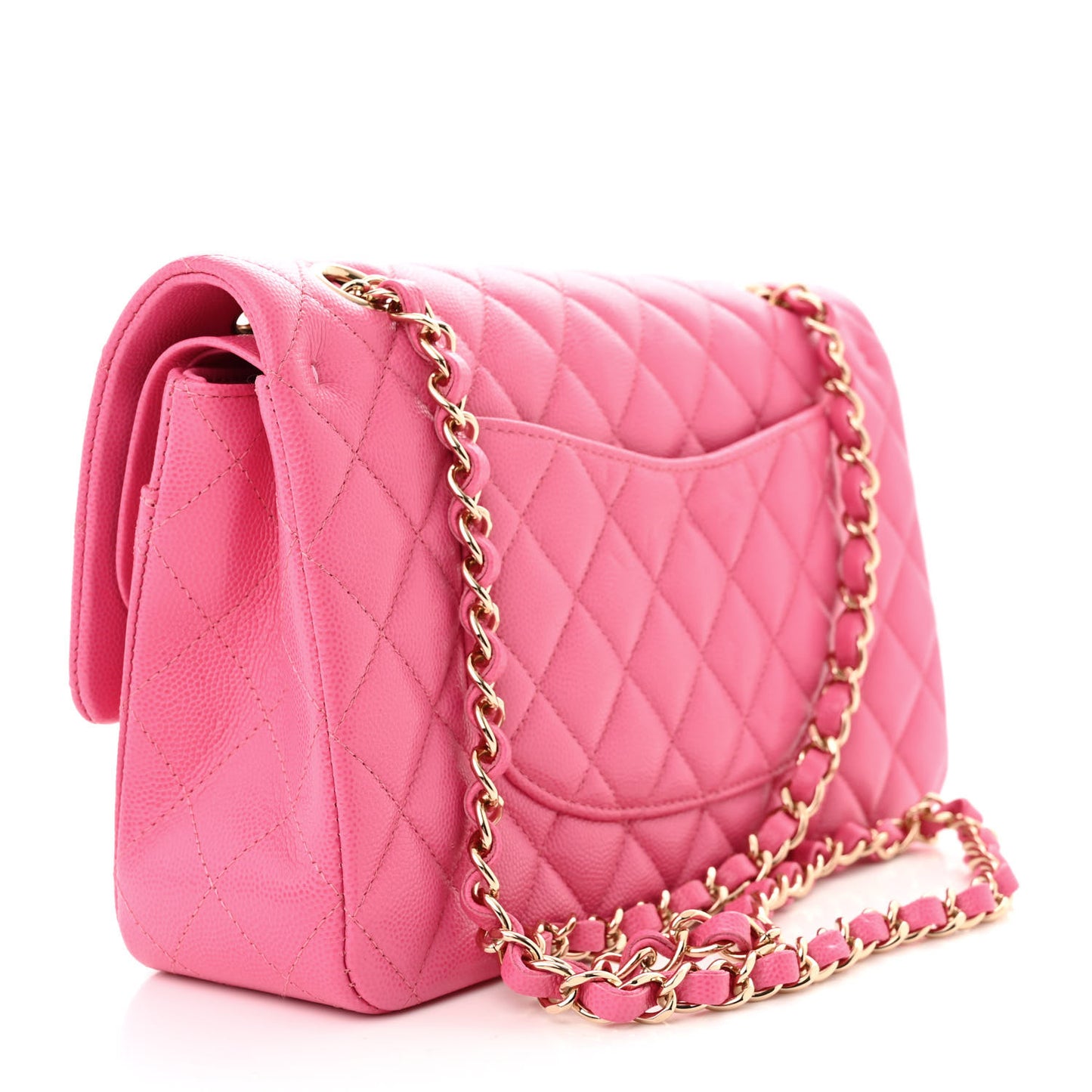 Caviar Quilted Medium Double Flap Pink