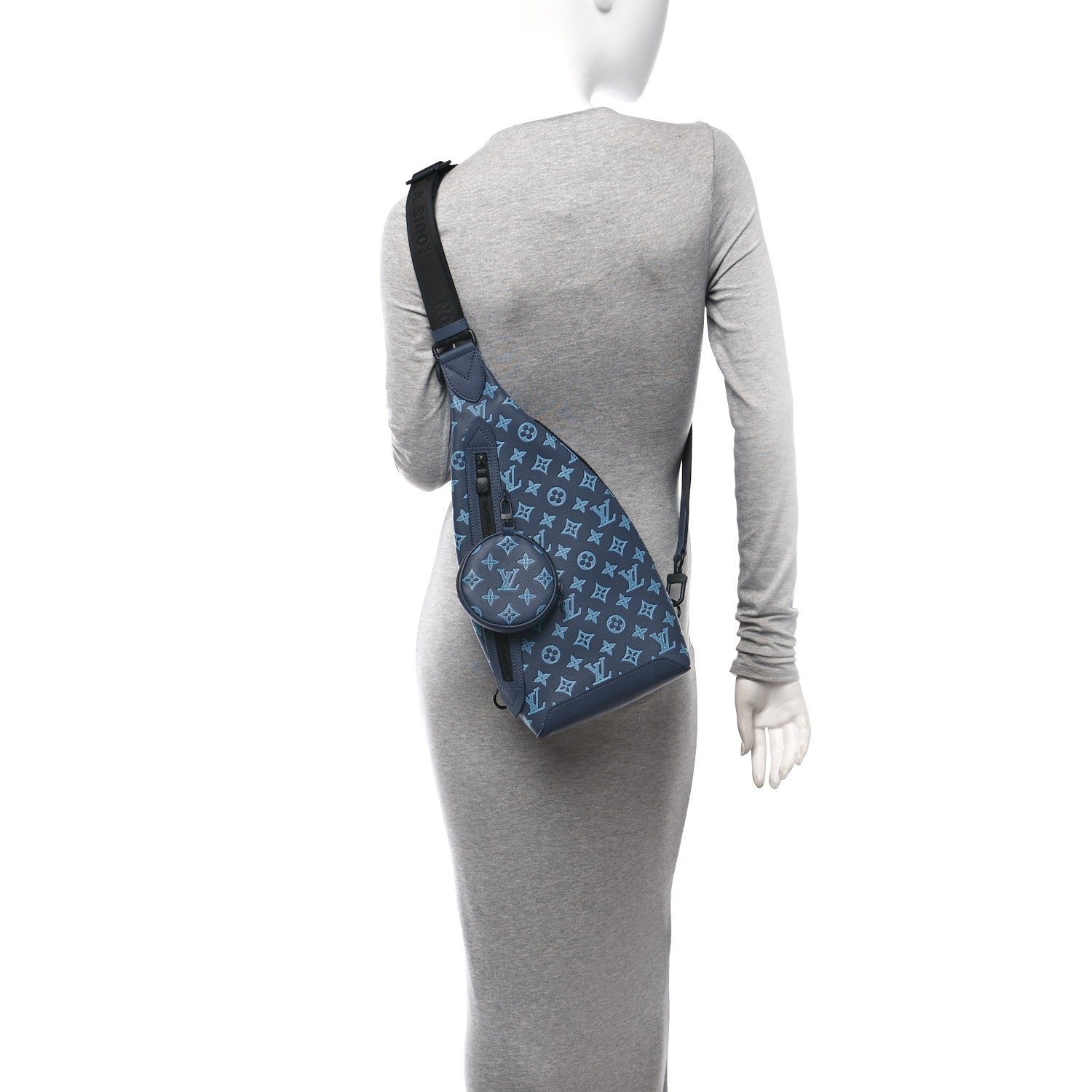 Louis Vuitton Monogram Shadow Duo Slingbag Navy River Blue 2 of 11