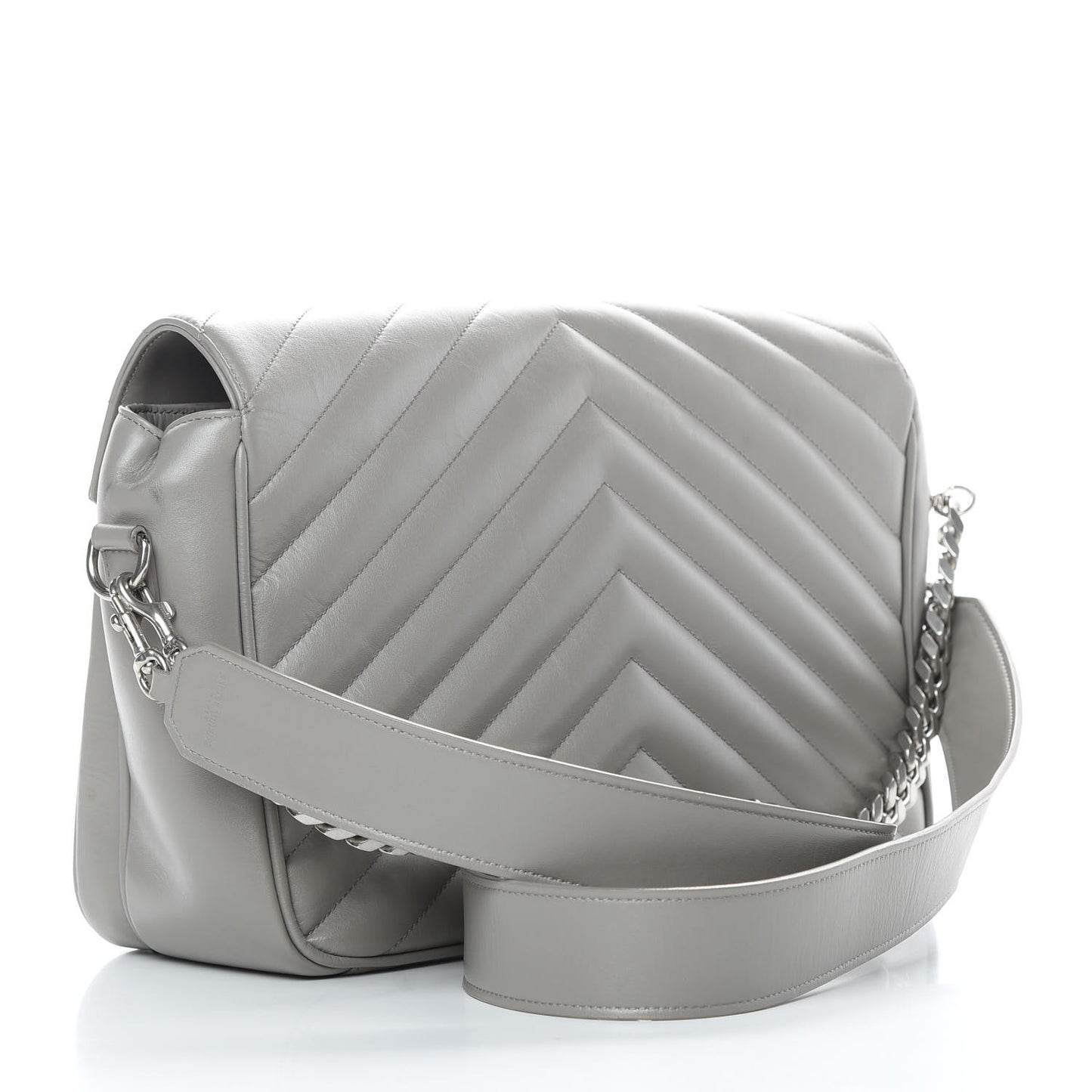 Calfskin Y Quilted Monogram Loulou Shoulder Bag Pearl Grey