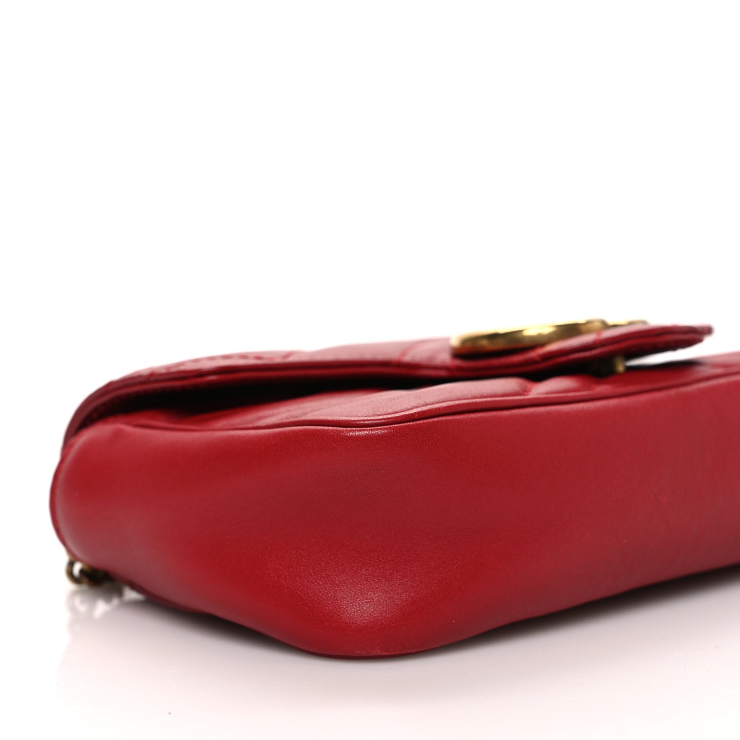 Calfskin Matelasse Super Mini GG Marmont Shoulder Bag Hibiscus Red