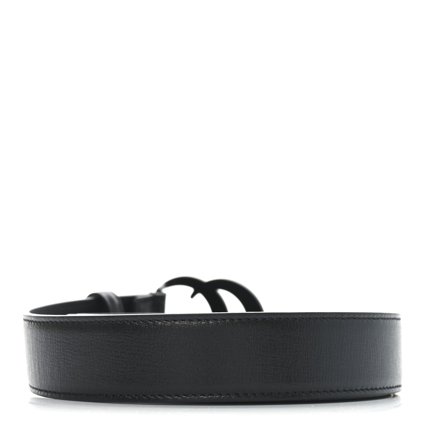 Azalea Calfskin Enamel Monochrome Double G 30mm Belt 105 42 Black