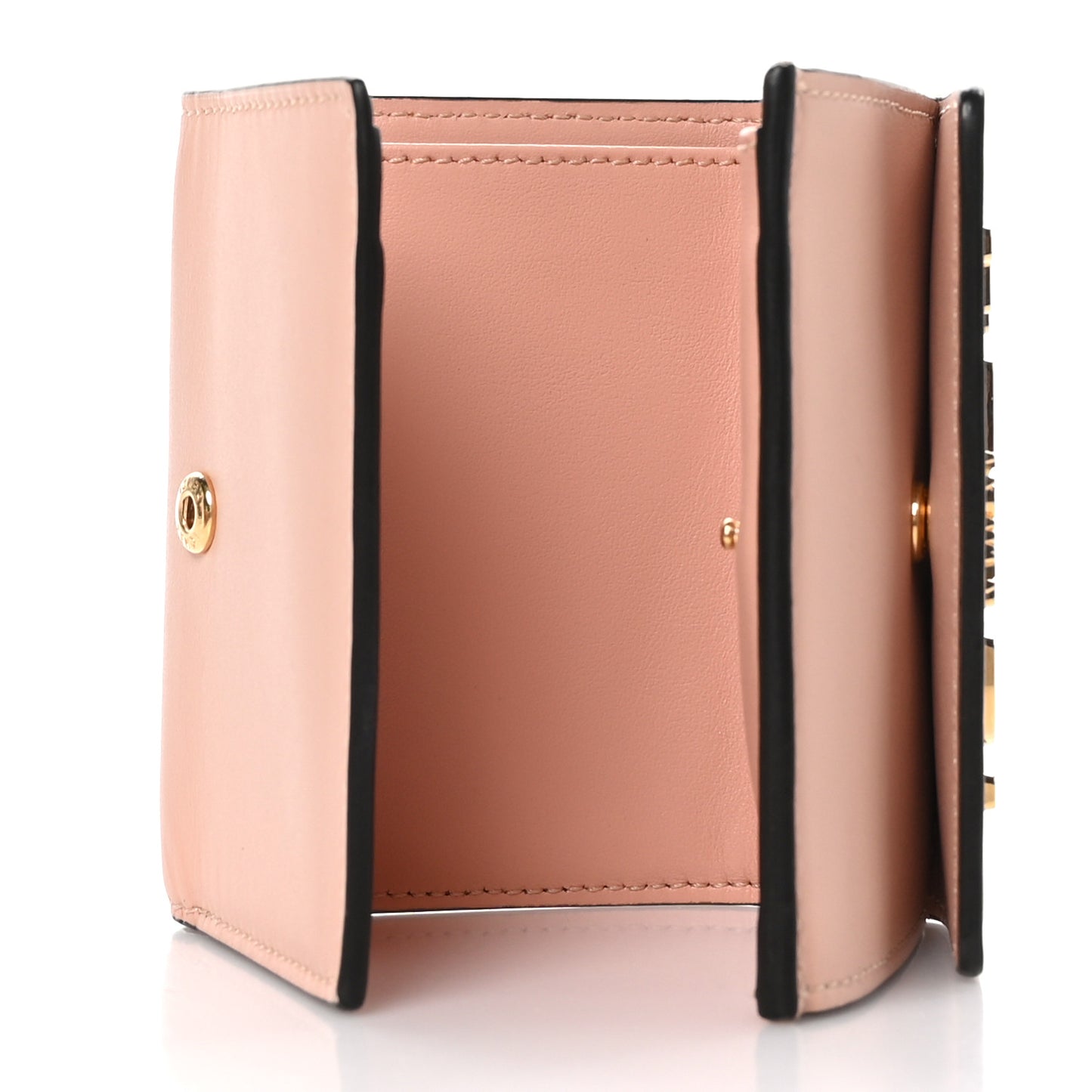 Vitello Kyoto Metal Fendi Roma Logo Micro Trifold Wallet with Chain Light Rose