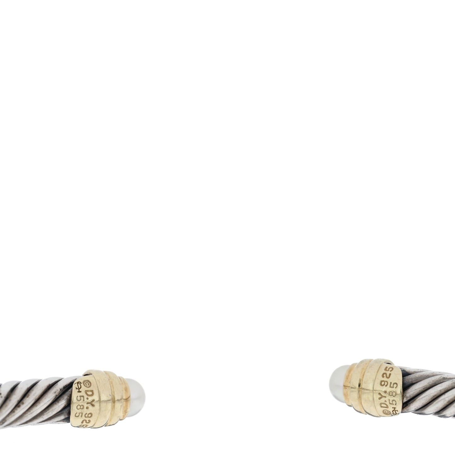 Sterling Silver 14K Yellow Gold Pearl 5mm Cable Classics Petite Color Bracelet