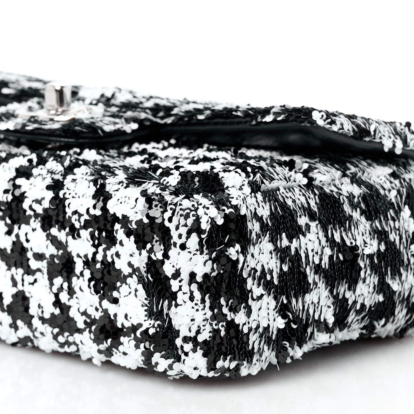 Sequin Houndstooth Small Flap Black White