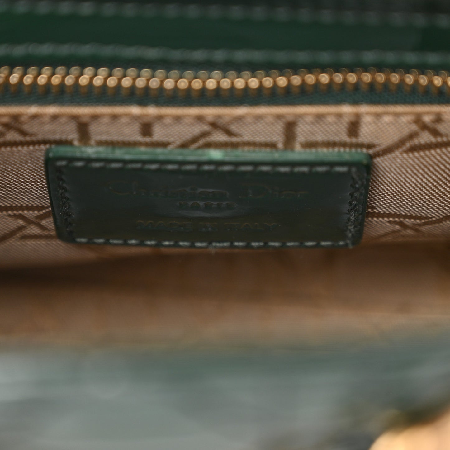 Patent Cannage Mini Lady Dior Pine Green