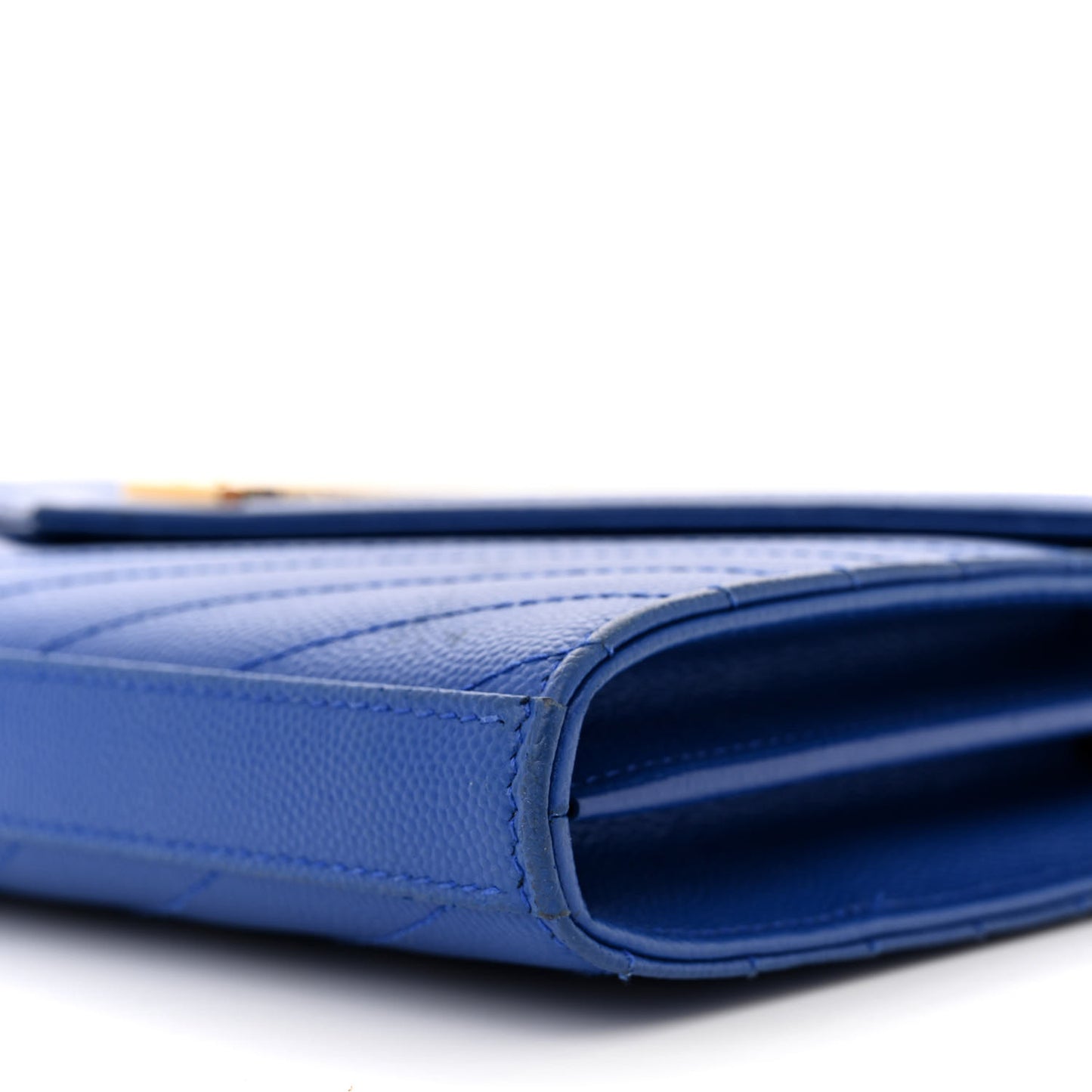Grain De Poudre Matelasse Chevron Monogram Chain Wallet Blue Majorelle