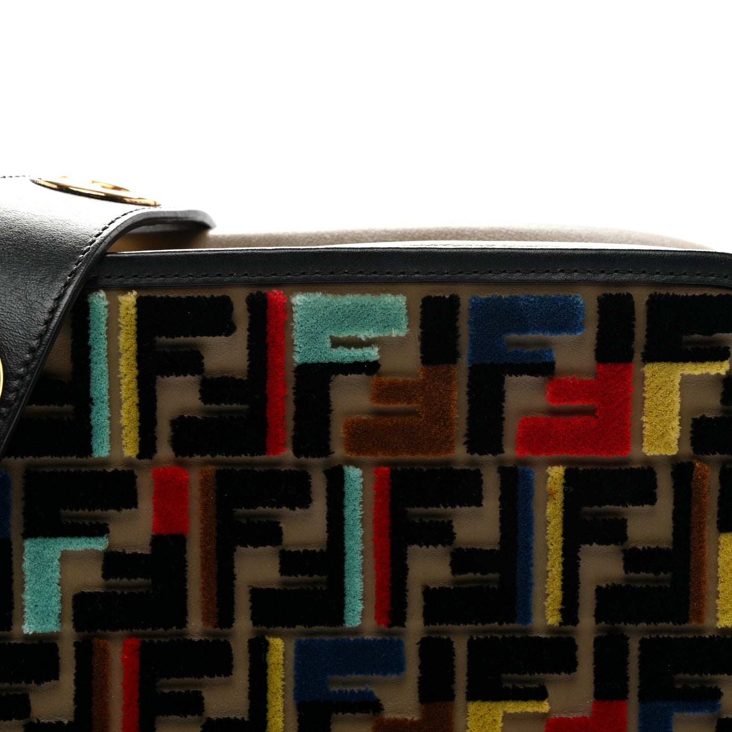 Vitello Century Velvet F is Fendi FF Multicolor Bi-Color Camera Case Fango Black Multicolor