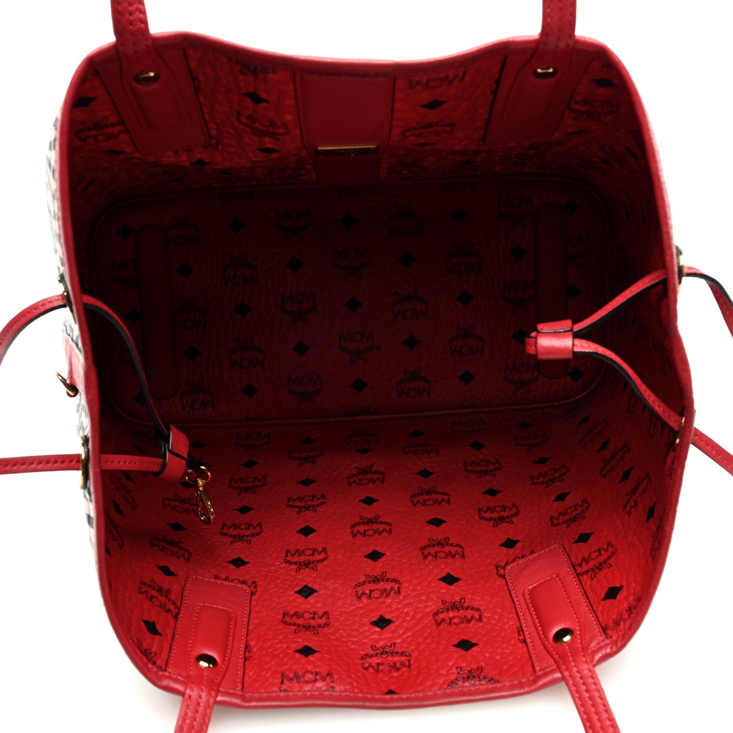 MCM Visetos Medium Liz Reversible Shopper Tote Ruby Red 9 of 22