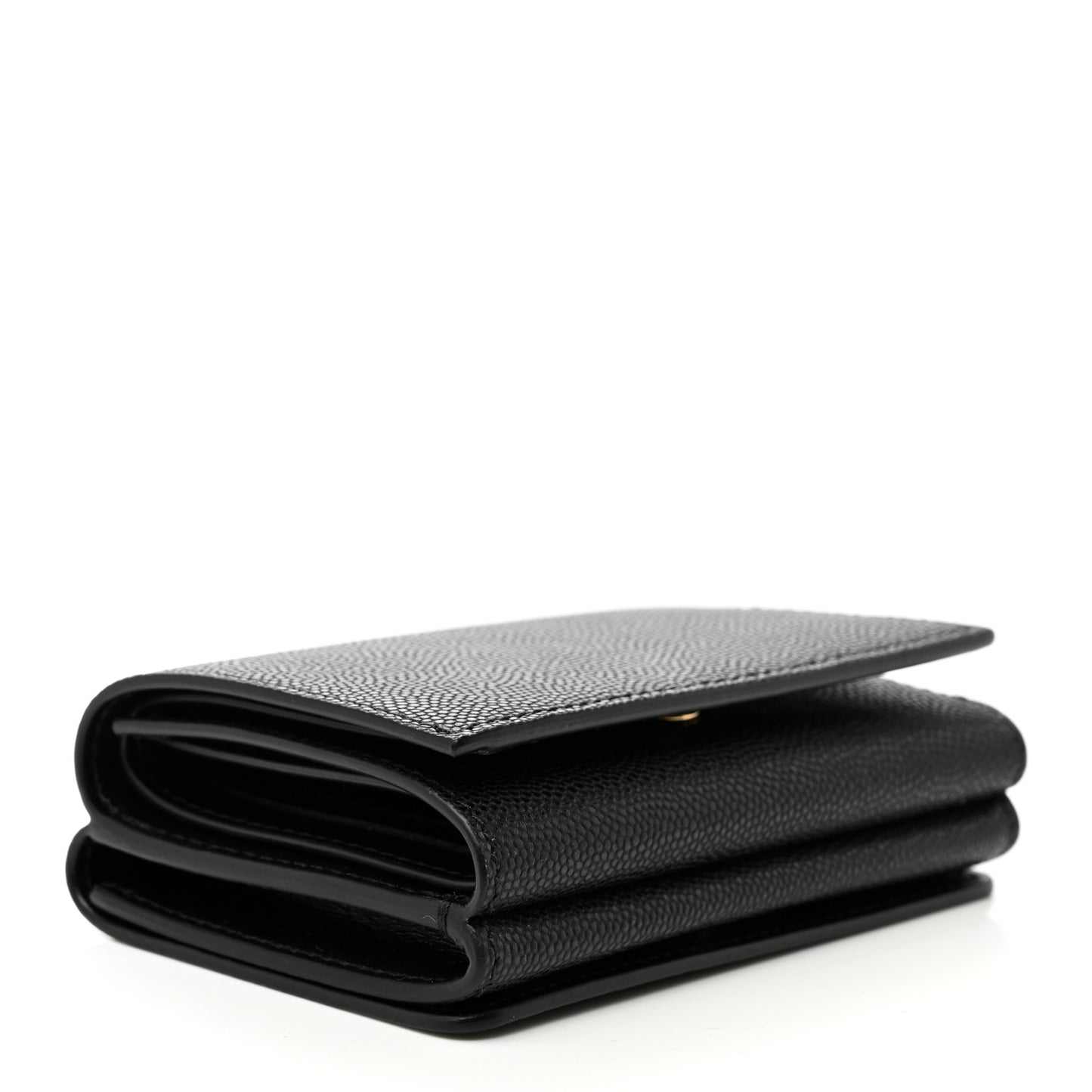 Grained Calfskin TB Compact Tri-Fold Wallet Black
