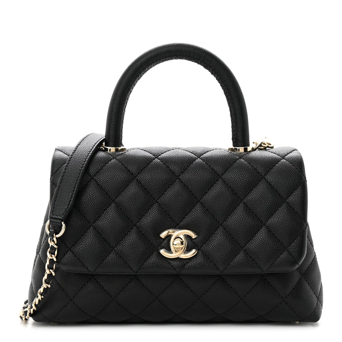 Caviar Quilted Mini Coco Handle Flap Black