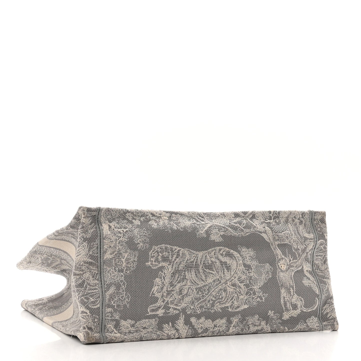Canvas Embroidered Medium Dioriviera Toile De Jouy Reverse Book Tote Gray