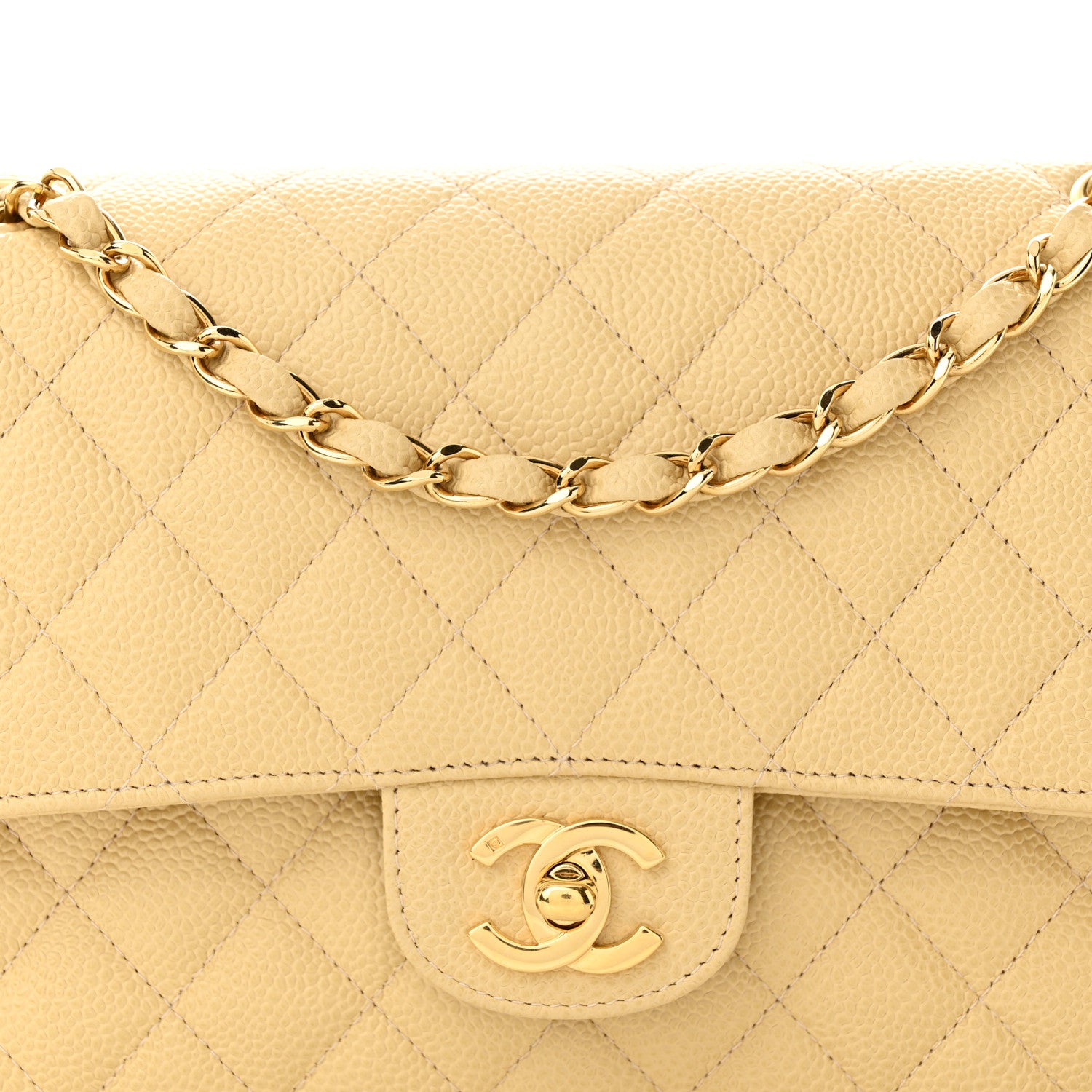 Chanel Caviar Quilted Medium Double Flap Beige 8 of 11