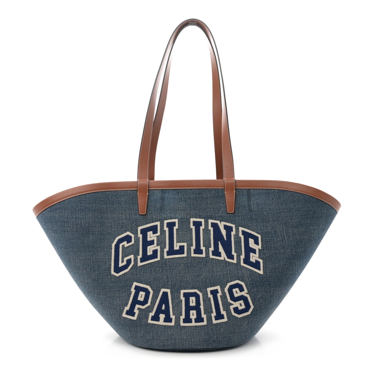 Denim Calfskin Large Couffin Logo Tote Blue
