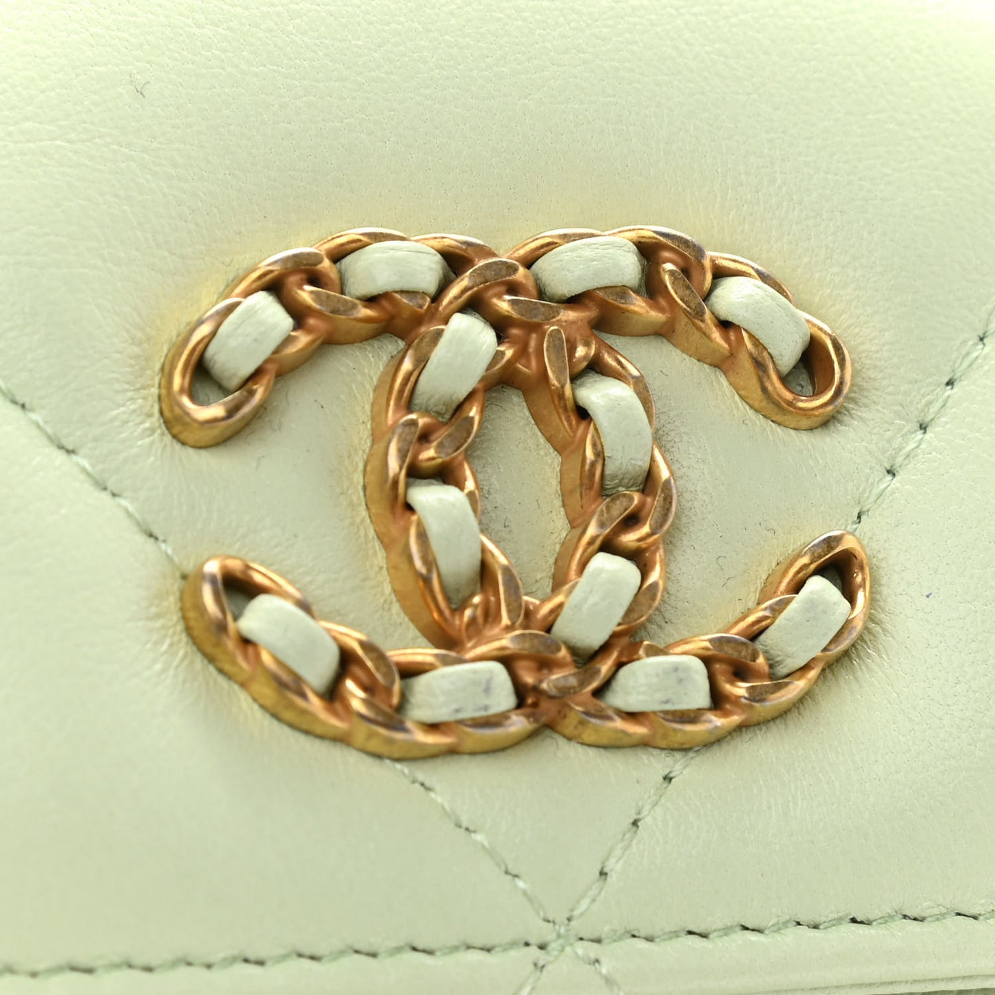 Lambskin Quilted Chanel 19 Clutch With Chain Light Green