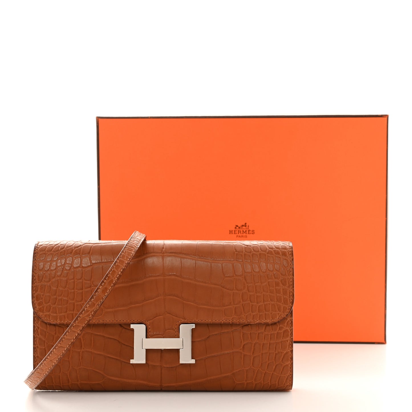 Matte Alligator Constance Long Wallet To Go Fauve