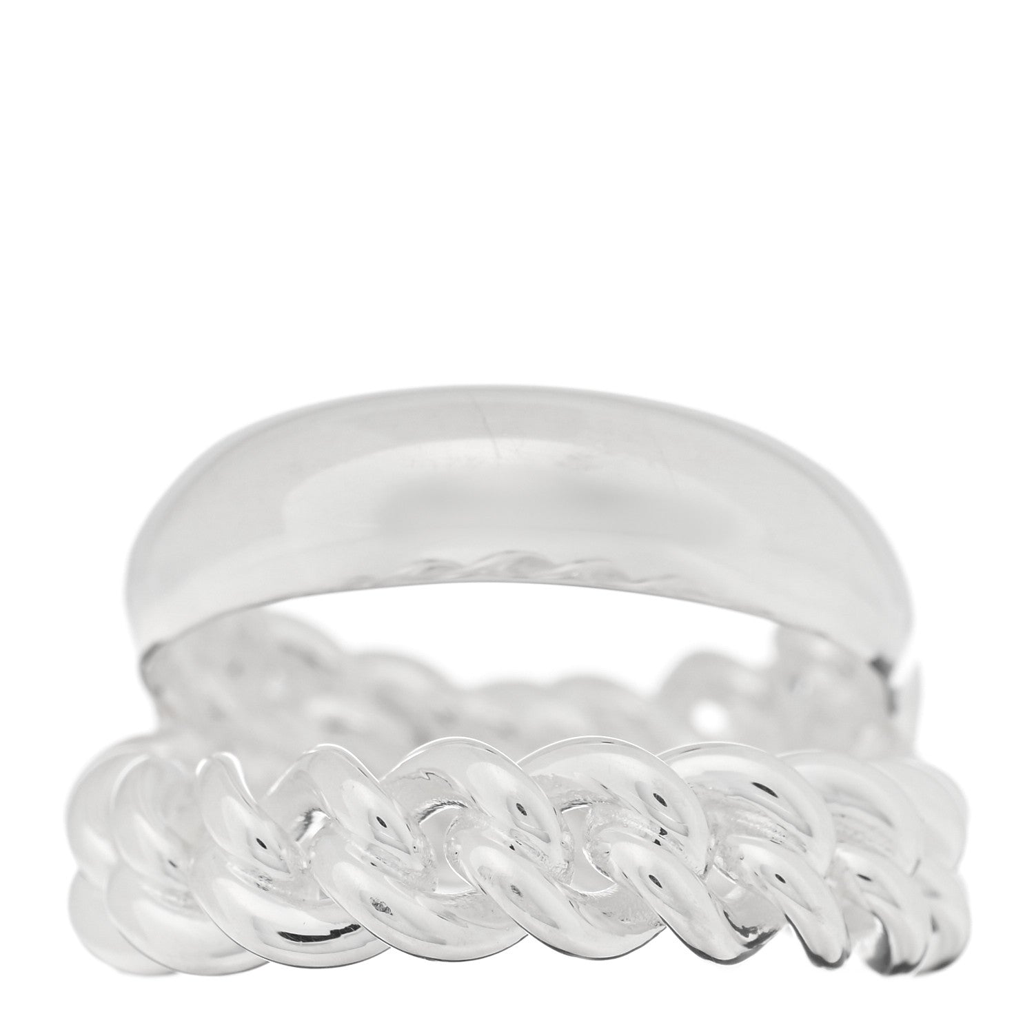 Hermes Sterling Silver MM Boucle Selier Inflexible Ring 54 6.75 