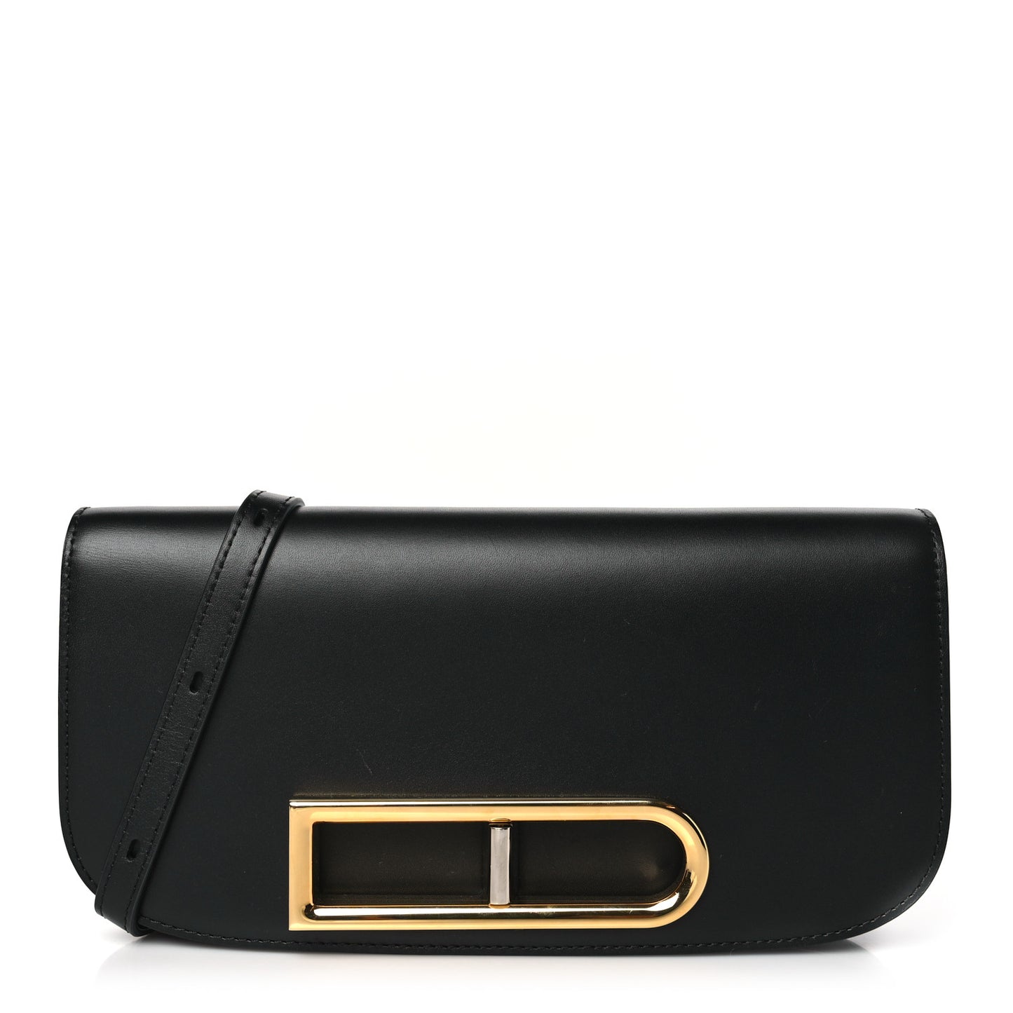 Olen Calfskin Lingot Clutch Bag Black