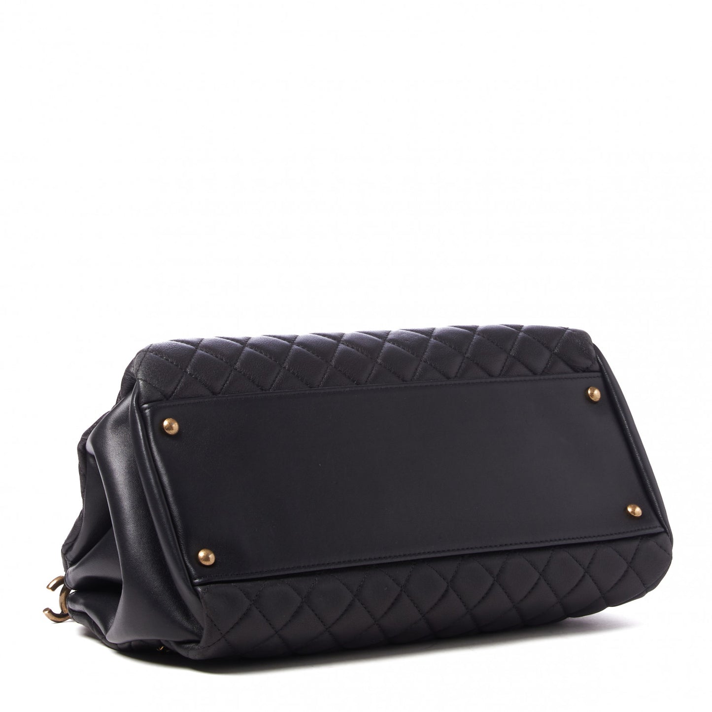 Lambskin Quilted Large Just Mademoiselle Bowling Bag Black