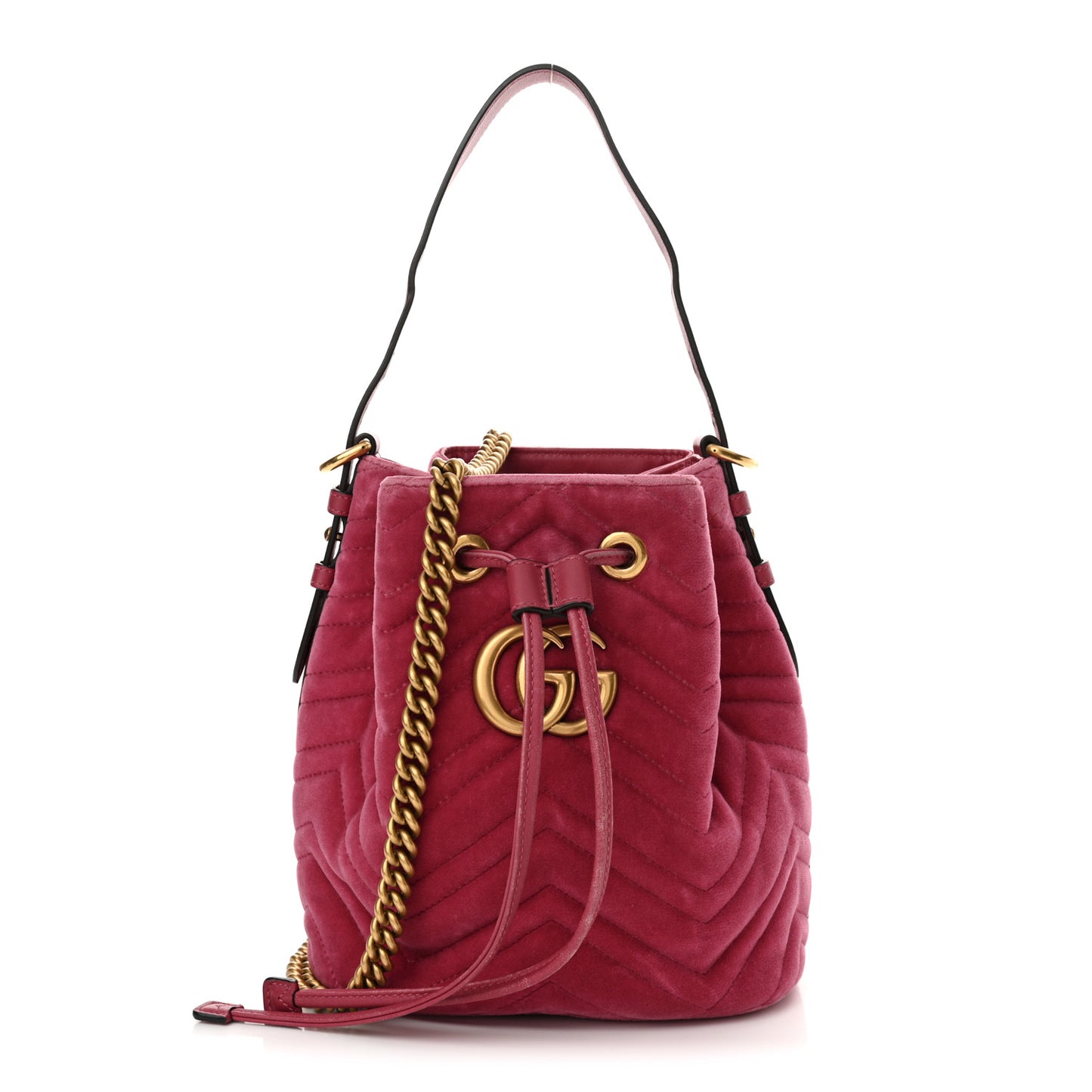 Velvet Matelasse GG Marmont Bucket Bag Light Raspberry Rose