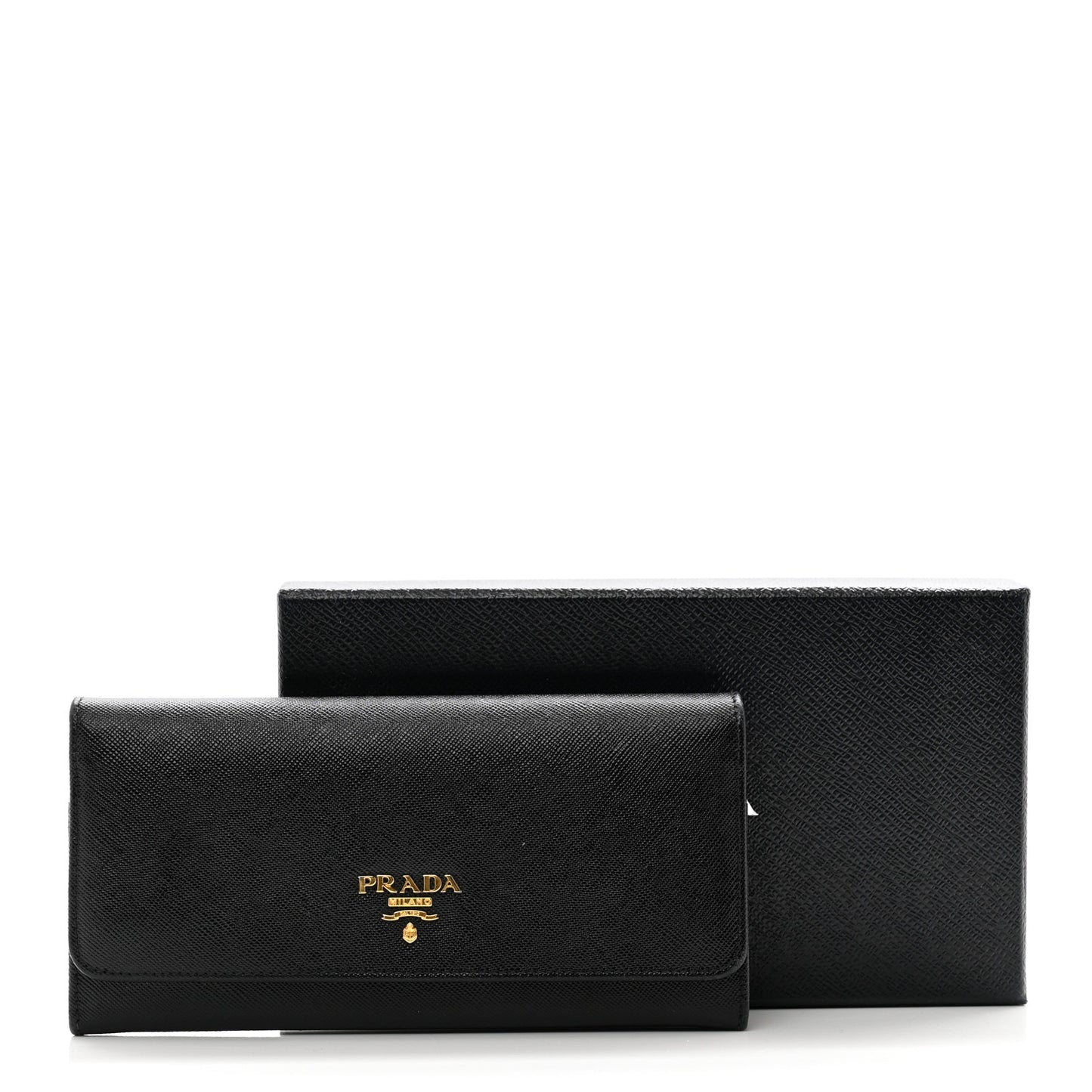 Saffiano Metal Continental Flap Wallet Black