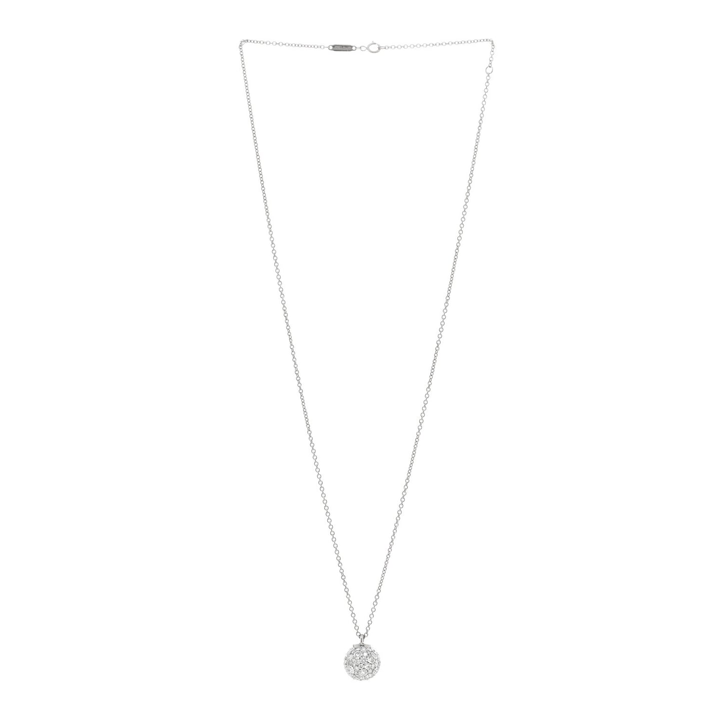 18K White Gold Diamond 12mm HardWear Ball Pendant Necklace