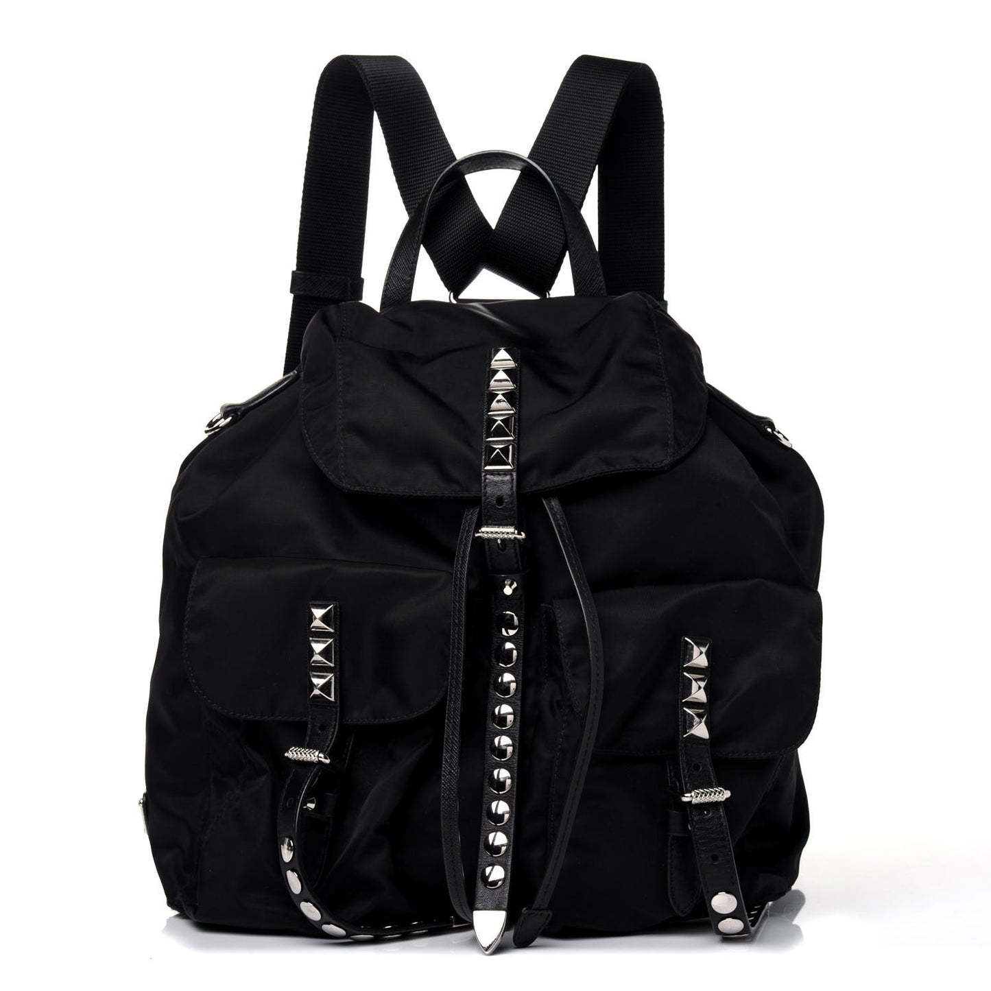 Nylon New Vela Studded Backpack Black