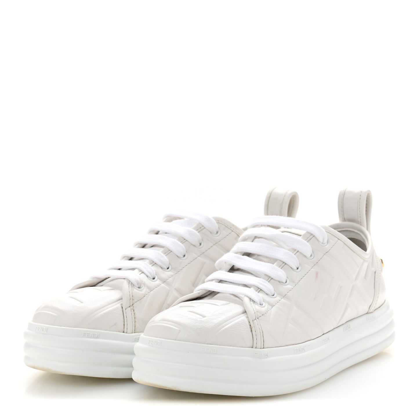Nappa FF Embossed Rise Low Top Sneakers 37 White