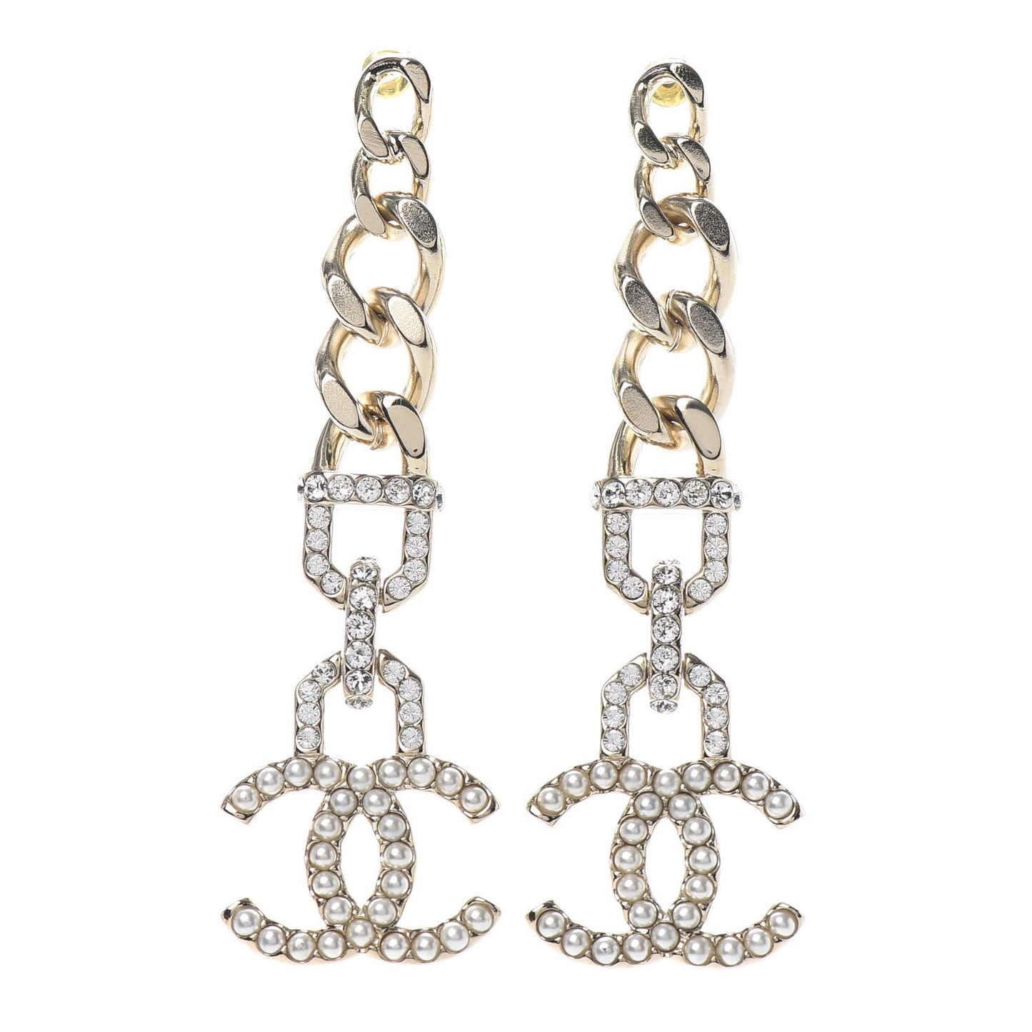 Metal Crystal CC Vendome CC Dangle Earrings Gold