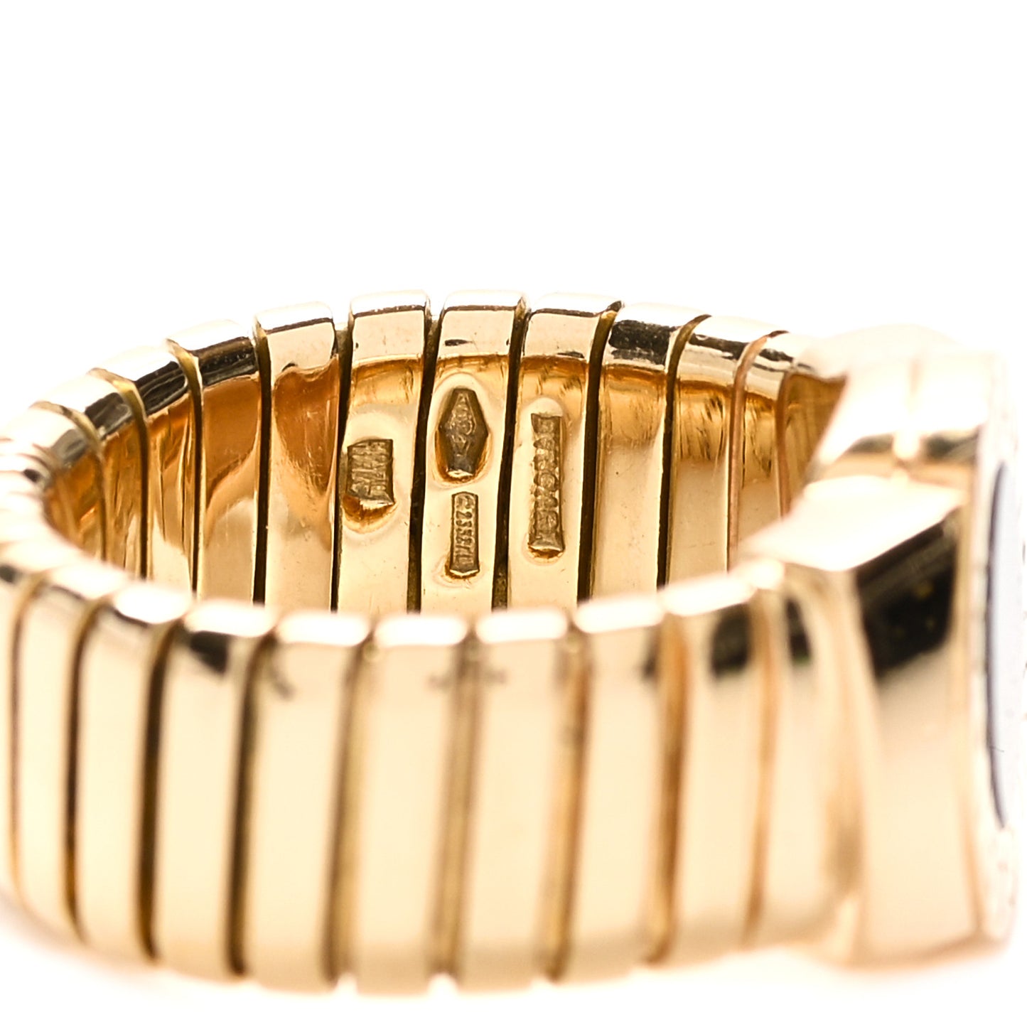 18K Yellow Gold Black Onyx Tubogas Ring 54 6.75