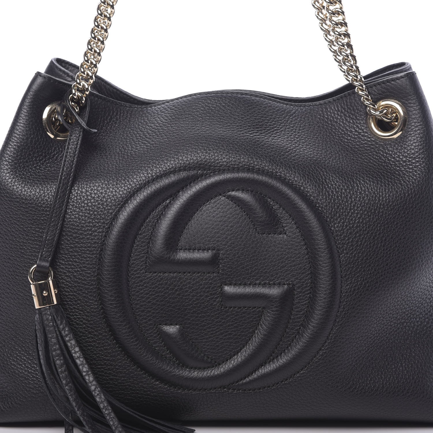 Gucci Pebbled Calfskin Medium Soho Chain Shoulder Bag Black 8 of 10