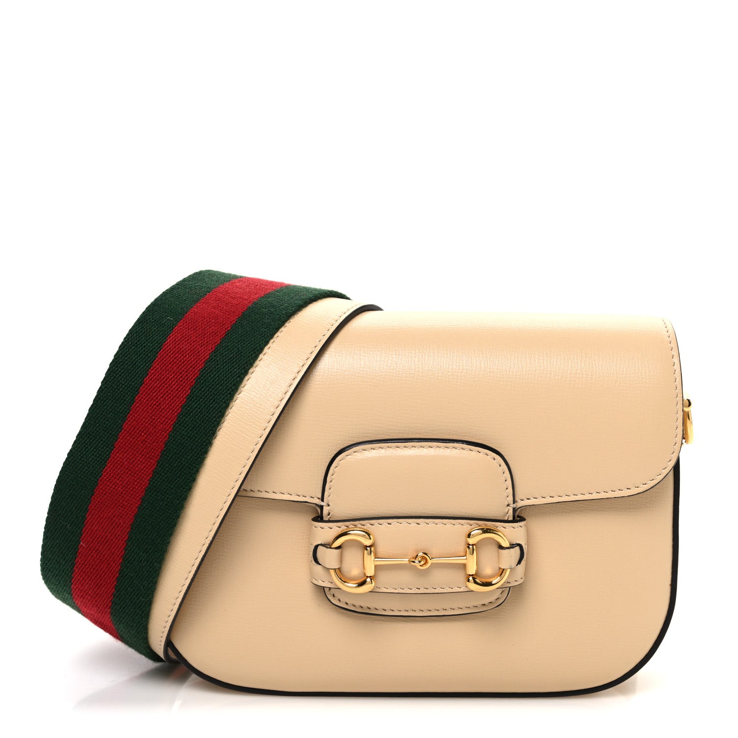 GUCCI ショルダーバッグ ベージュ/イエロー Gucci Azalea Calfskin Web Mini Horsebit 1955 Shoulder Bag Bubble