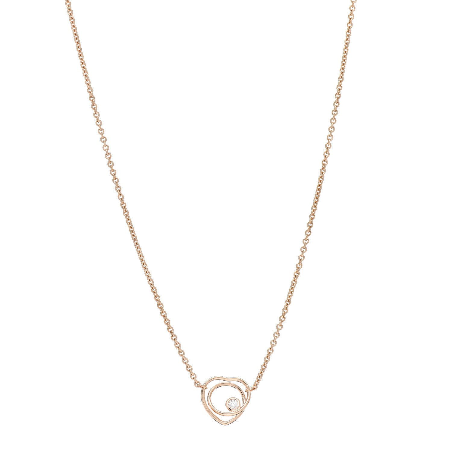 Hermes 18K Rose Gold Diamond TPM Vertige Coeur Necklace SH 1 of 6