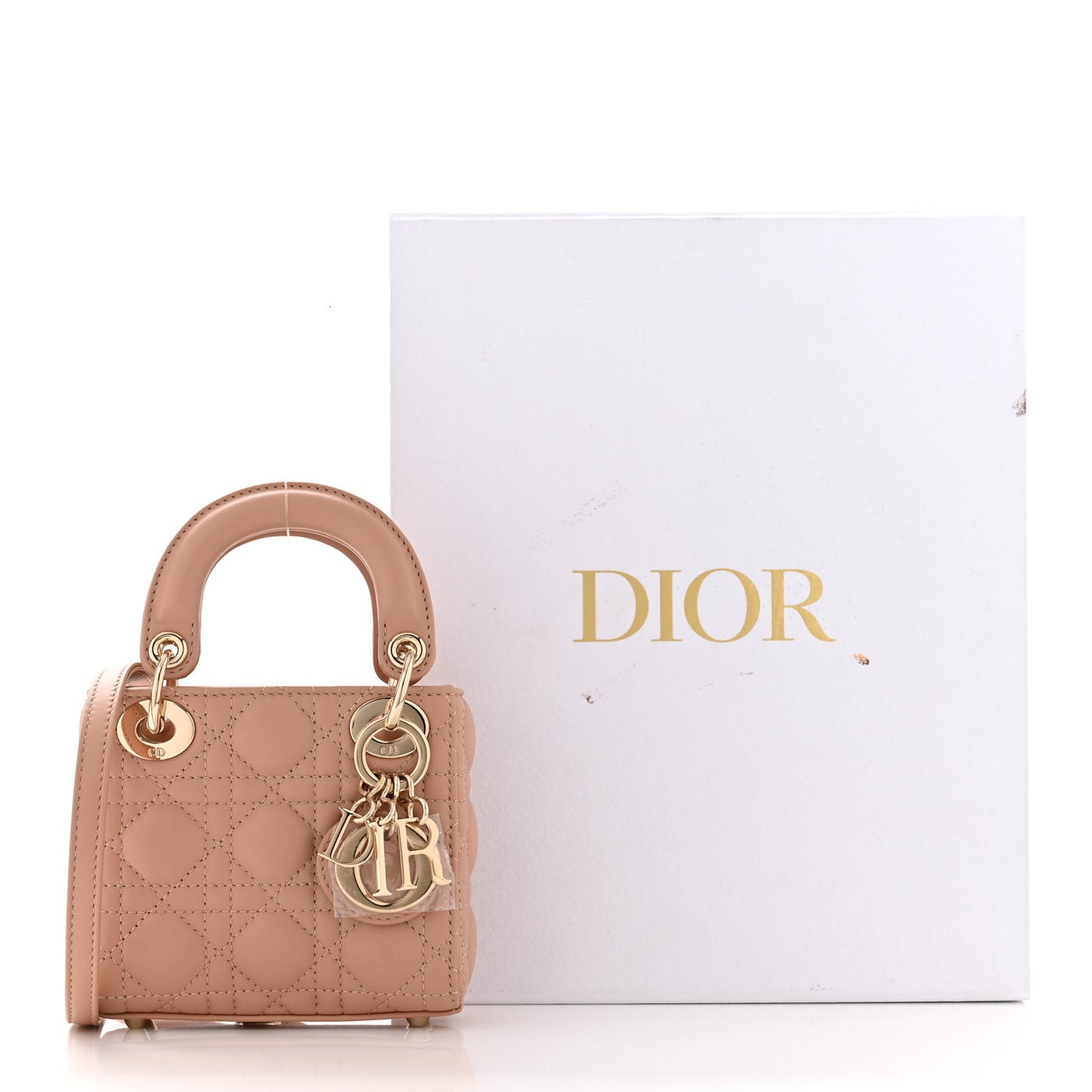 Lambskin Cannage Micro Lady Dior Rose Des Vents