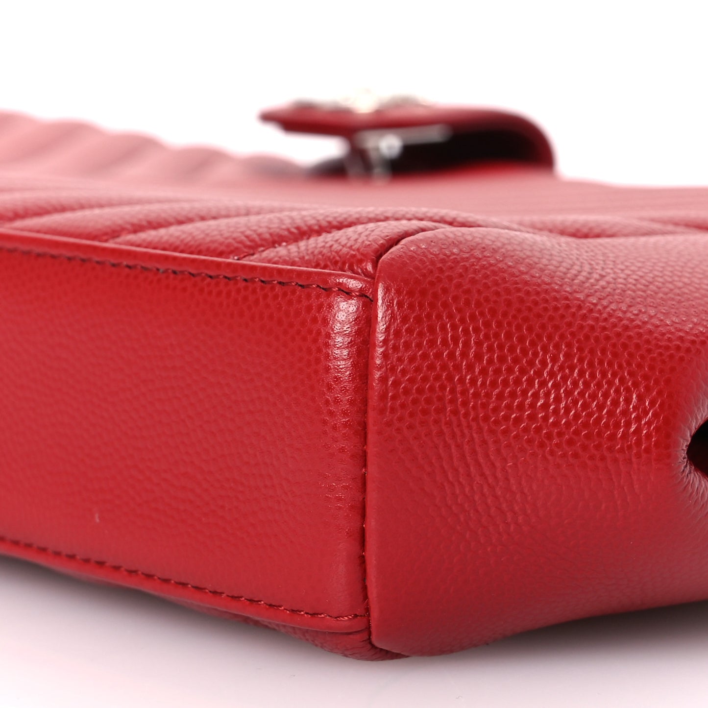 Caviar Chevron Quilted Framed Clutch Red