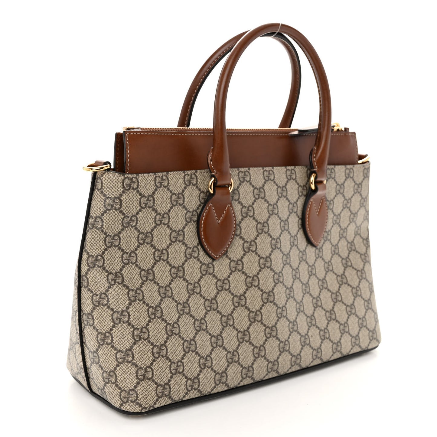 GG Supreme Monogram Small Zip Top Tote Beige Tuscany