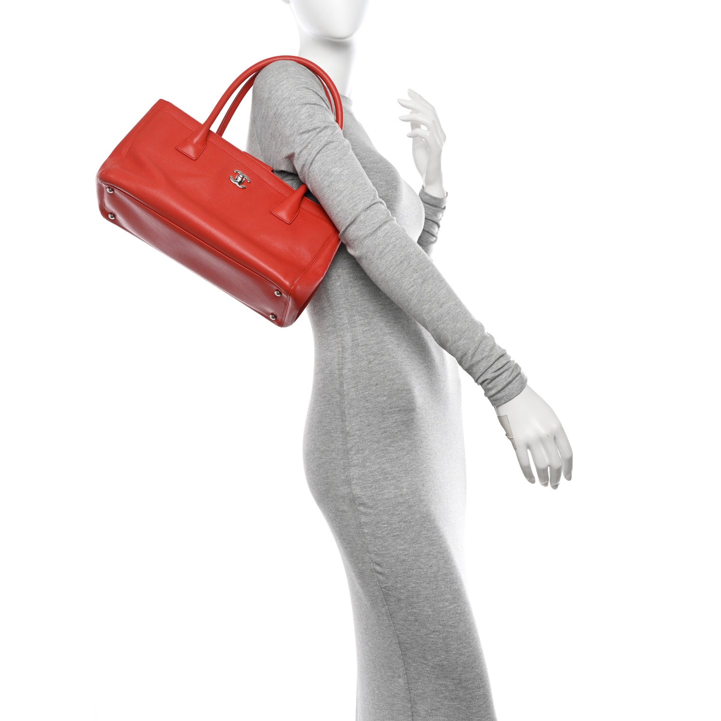 Calfskin Small Cerf Executive Shopper Tote Red