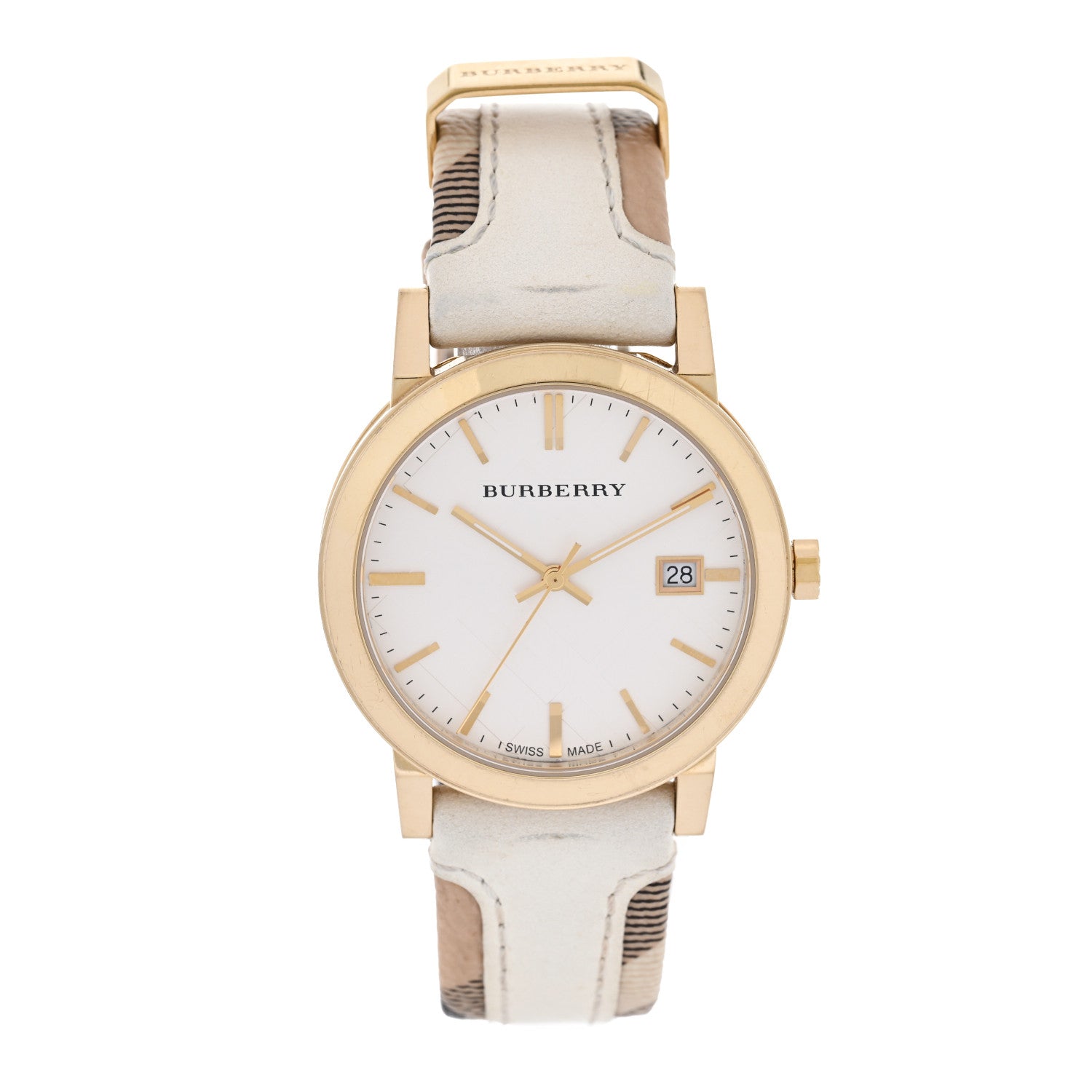 Burberry Stainless Steel Calfskin 38mm The City Quartz Watch Beige BU9015 1 of 5
