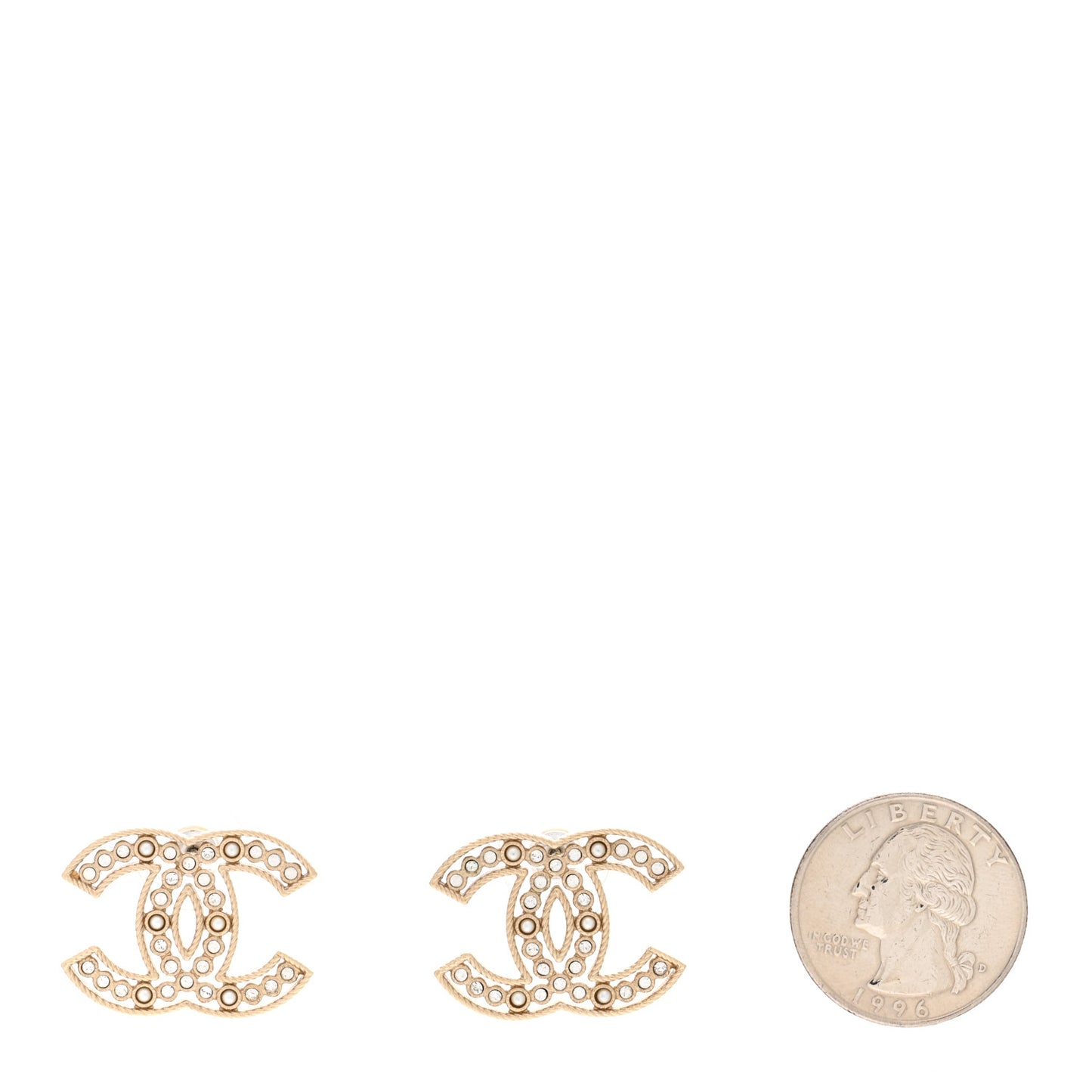Pearl Crystal Sparkling Pearls CC Earrings Light Gold