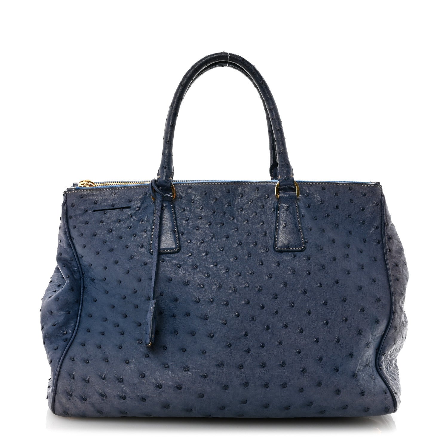 Prada Ostrich Medium Galleria Double Zip Tote Cobalto 1828268