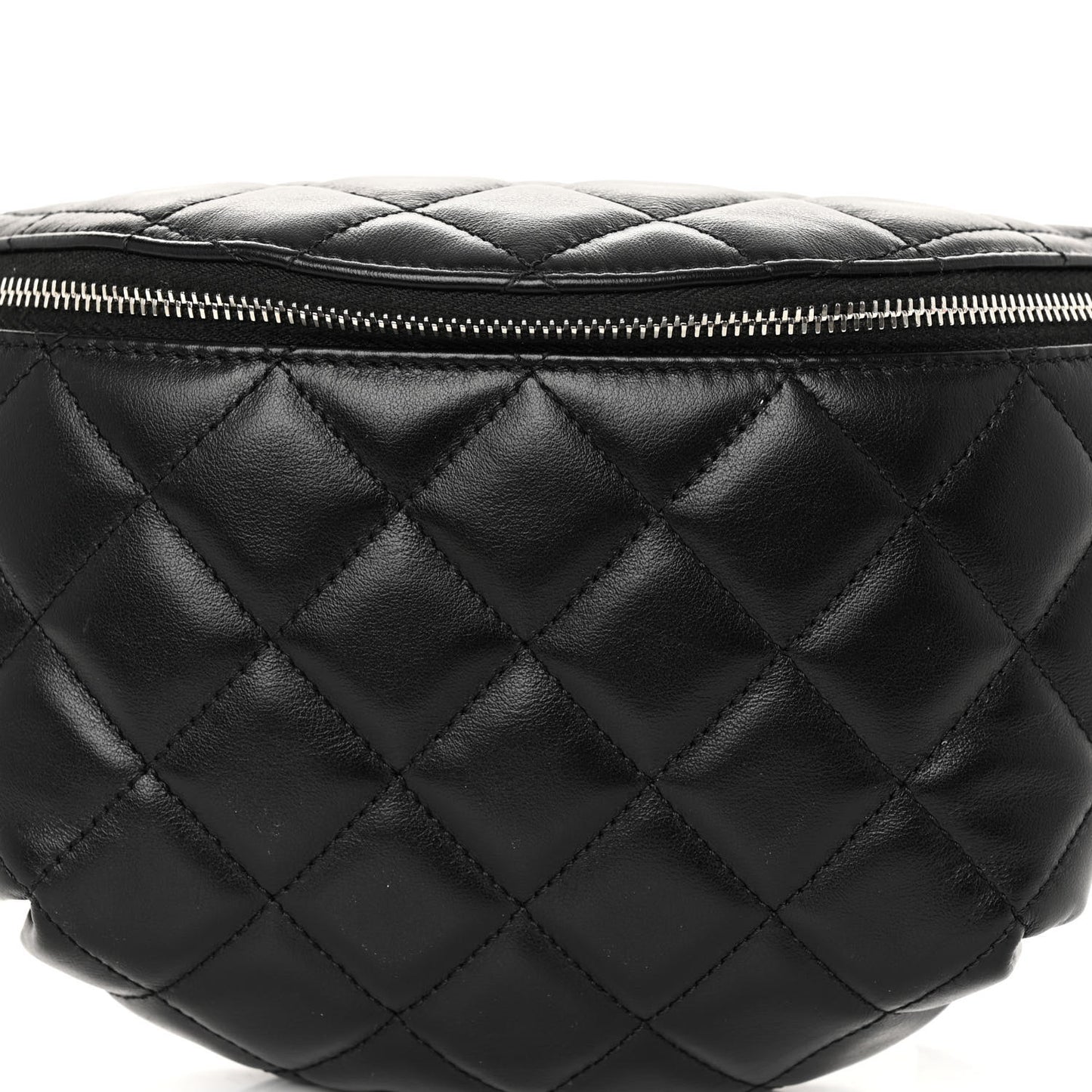 Calfskin Quilted Waist Belt Bag Black