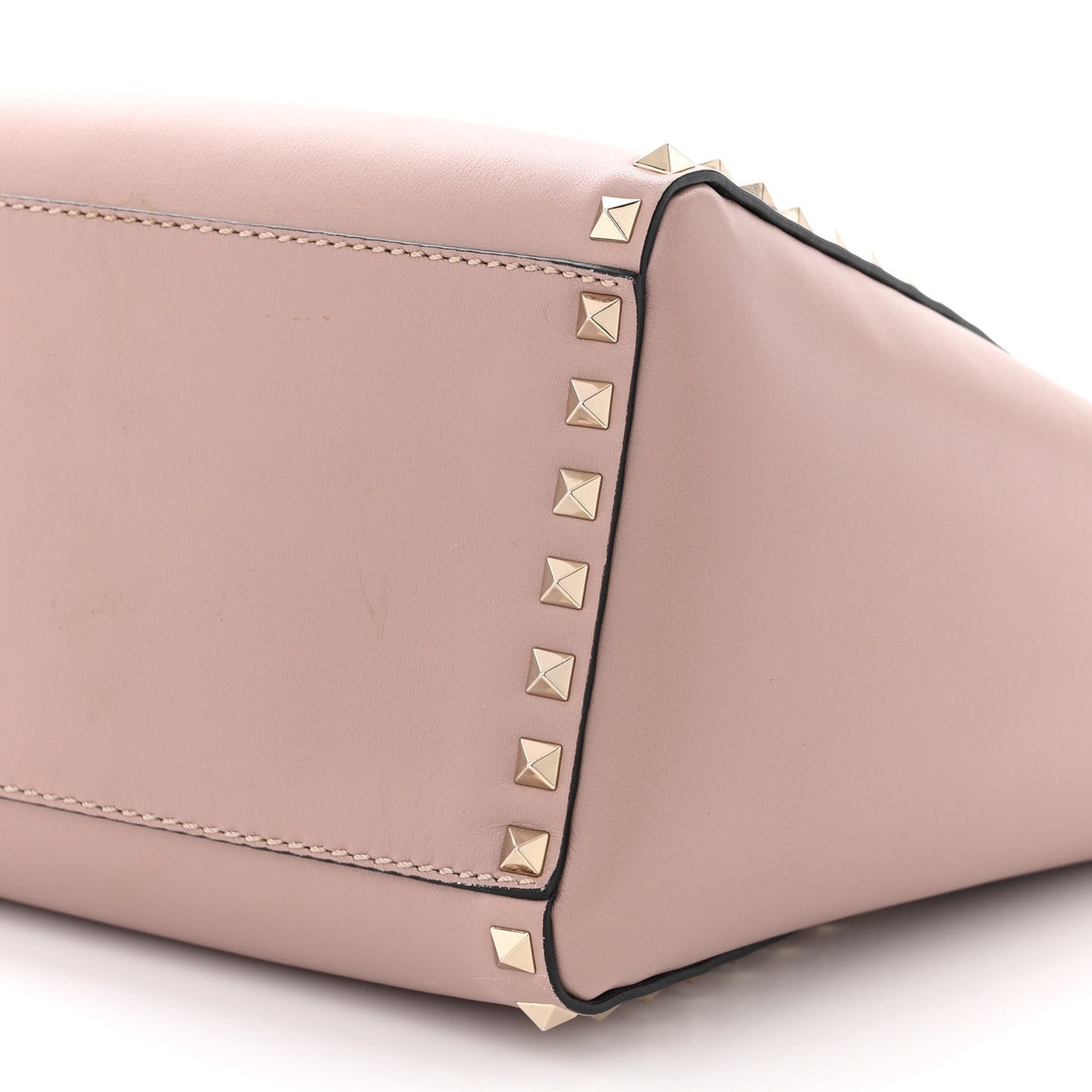 Vitello Rockstud Double Handle Tote Poudre