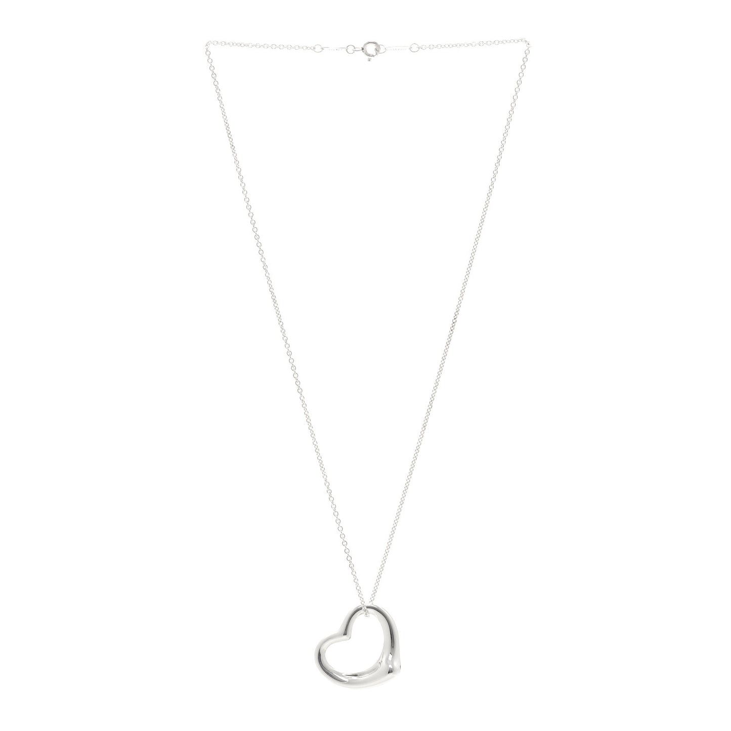 Sterling Silver 27mm Elsa Peretti Open Heart Pendant Necklace