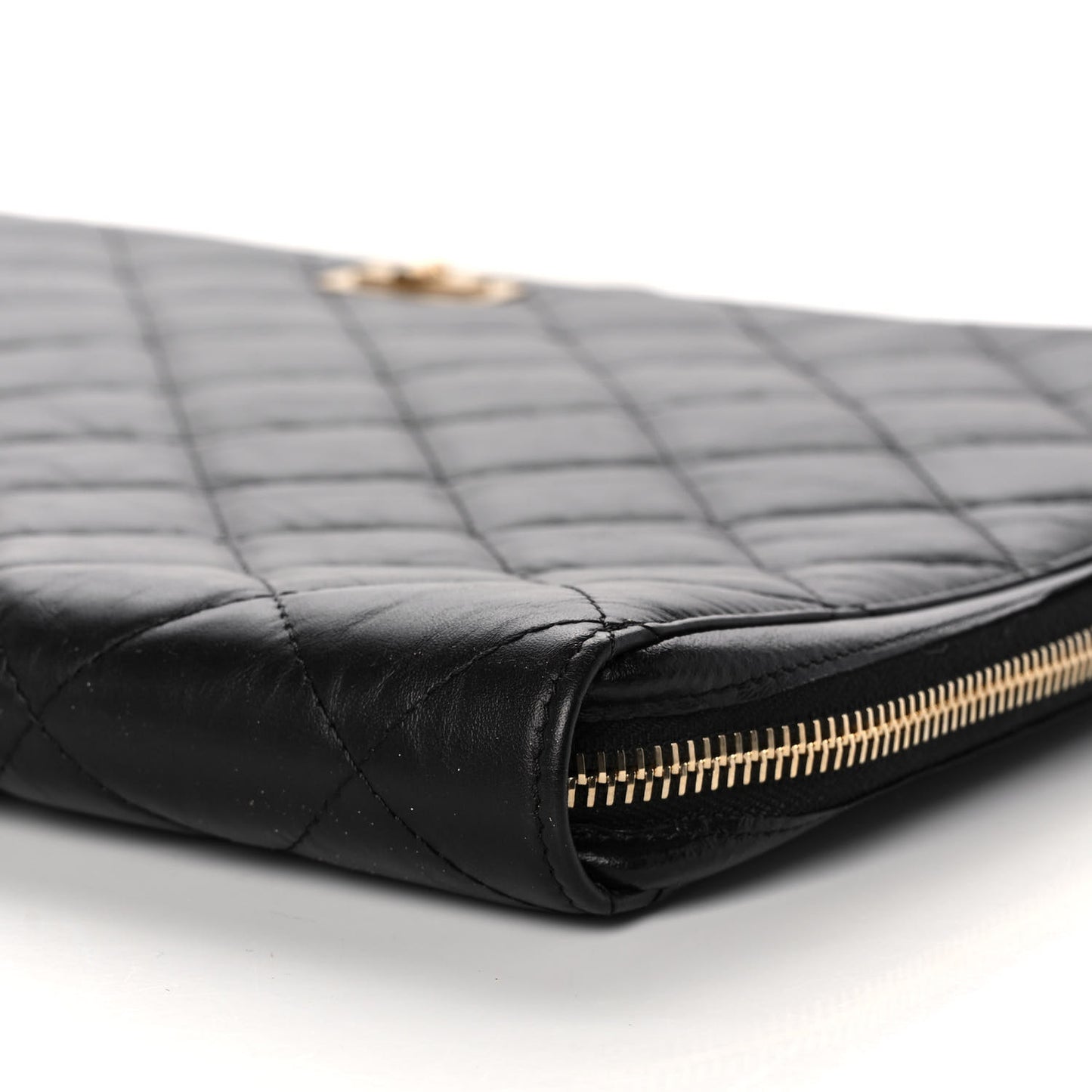 Aged Calfskin Quilted 2.55 Reissue Pouch With Handle Black