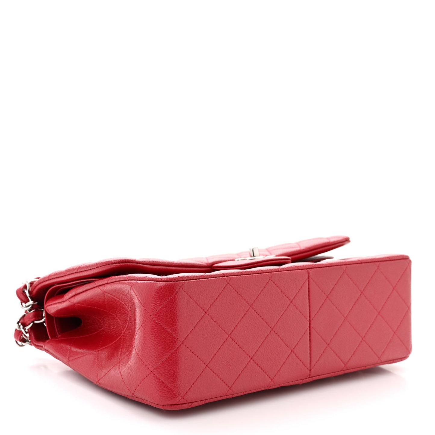 Pearly Caviar Quilted Jumbo Double Flap Dark Pink