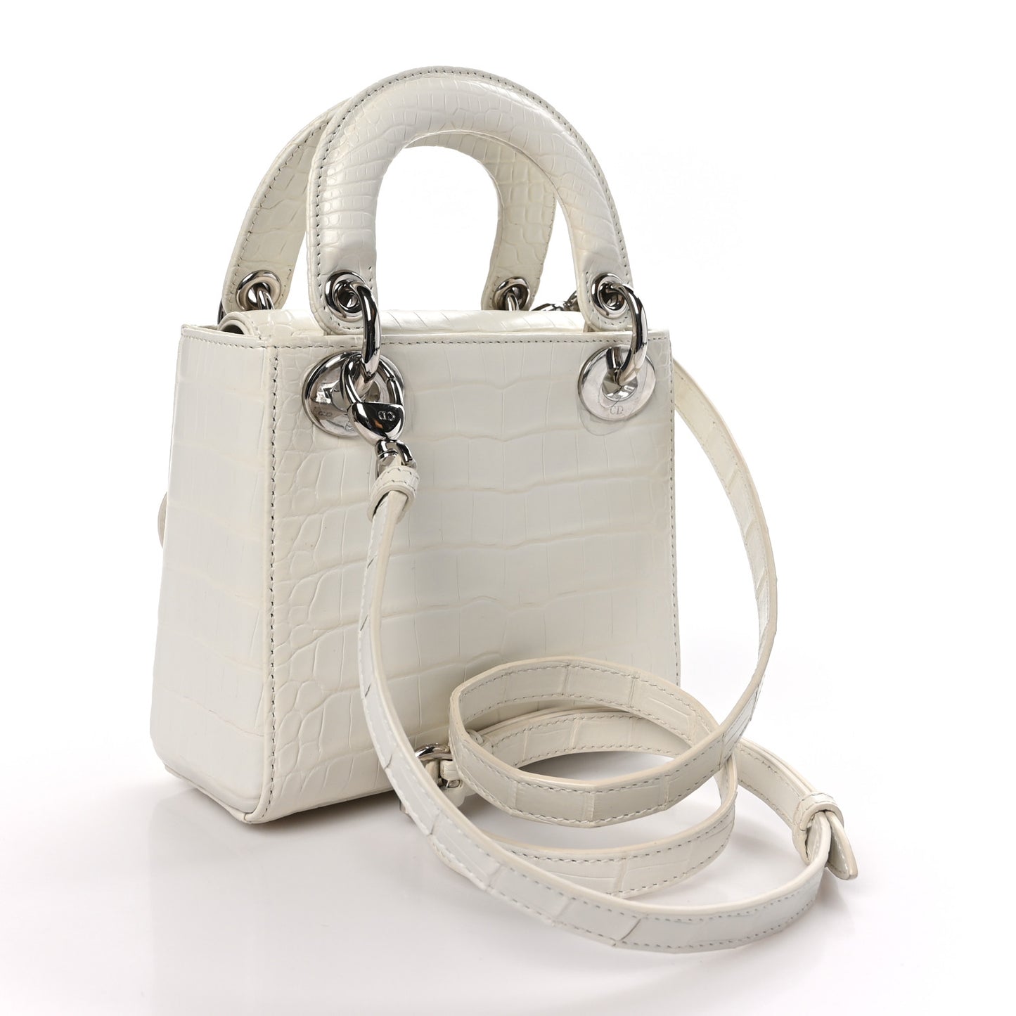Alligator Mini Lady Dior White