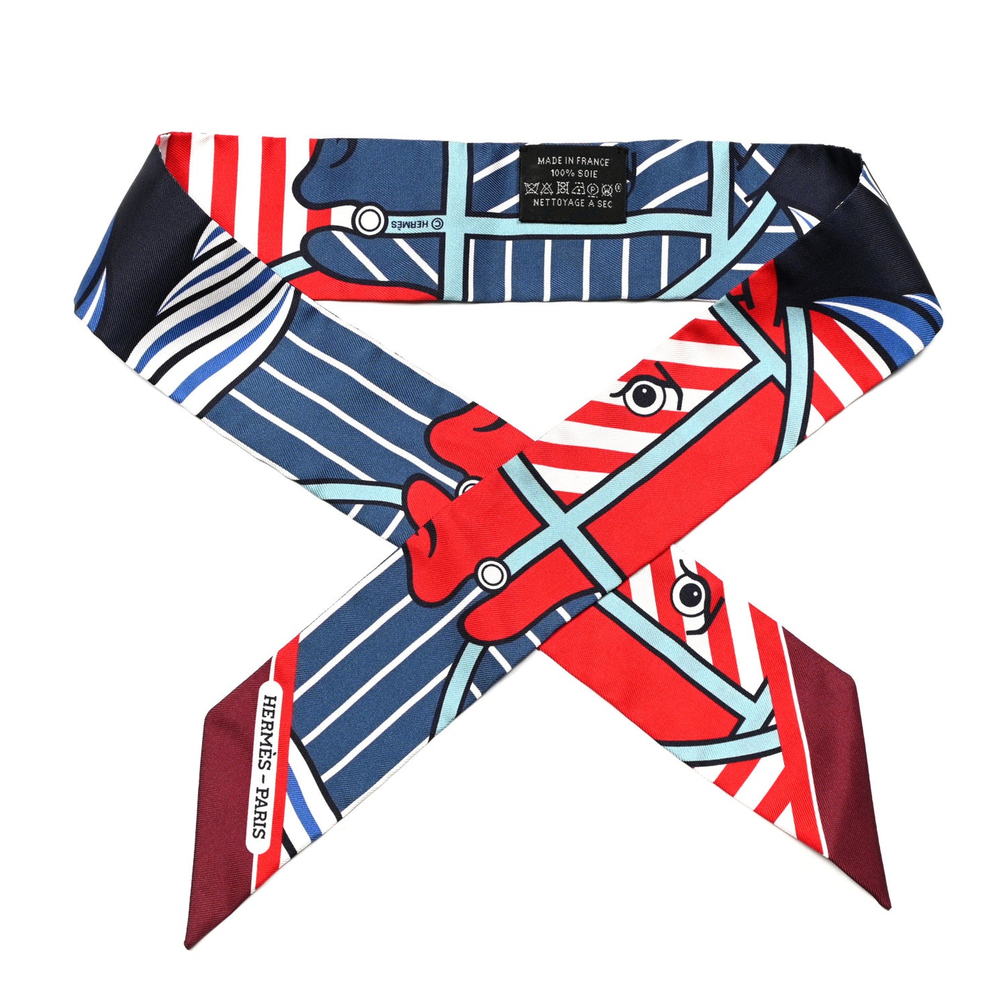 Silk Quadrige Twilly Rouge Bleu Blanc